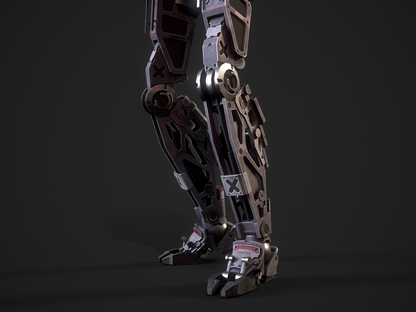 Armored scifi robot character Low-poly 3D model_10