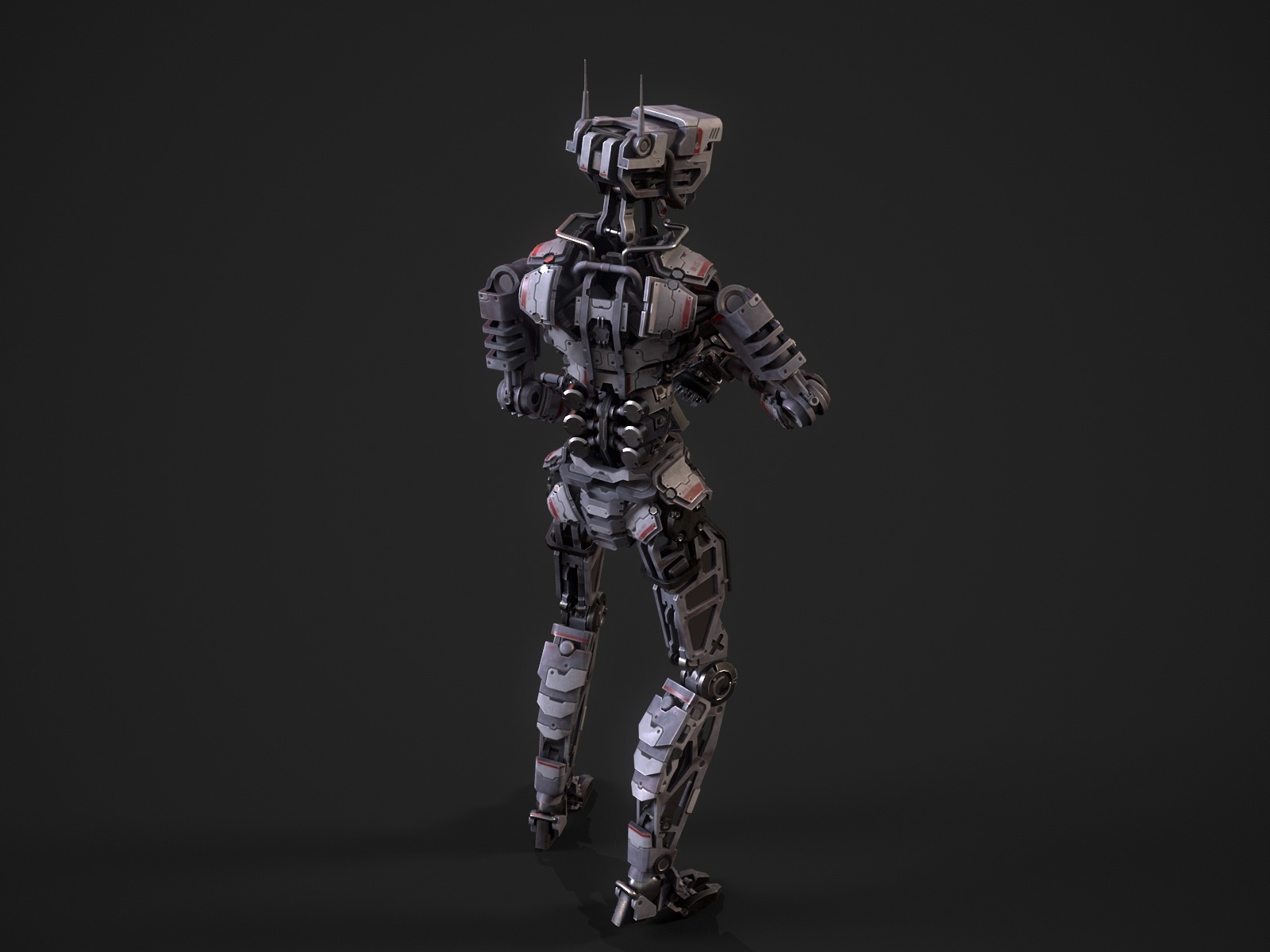Armored scifi robot character Low-poly 3D model_20