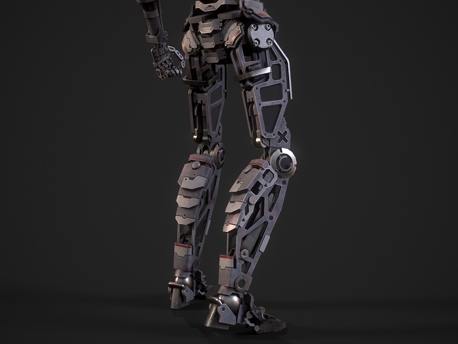 Armored scifi robot character Low-poly 3D model_14