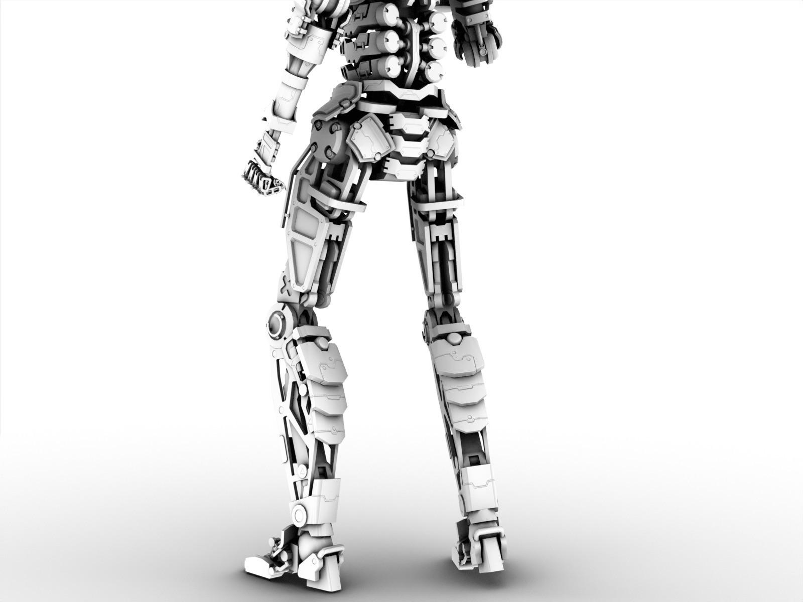 Armored scifi robot character Low-poly 3D model_30