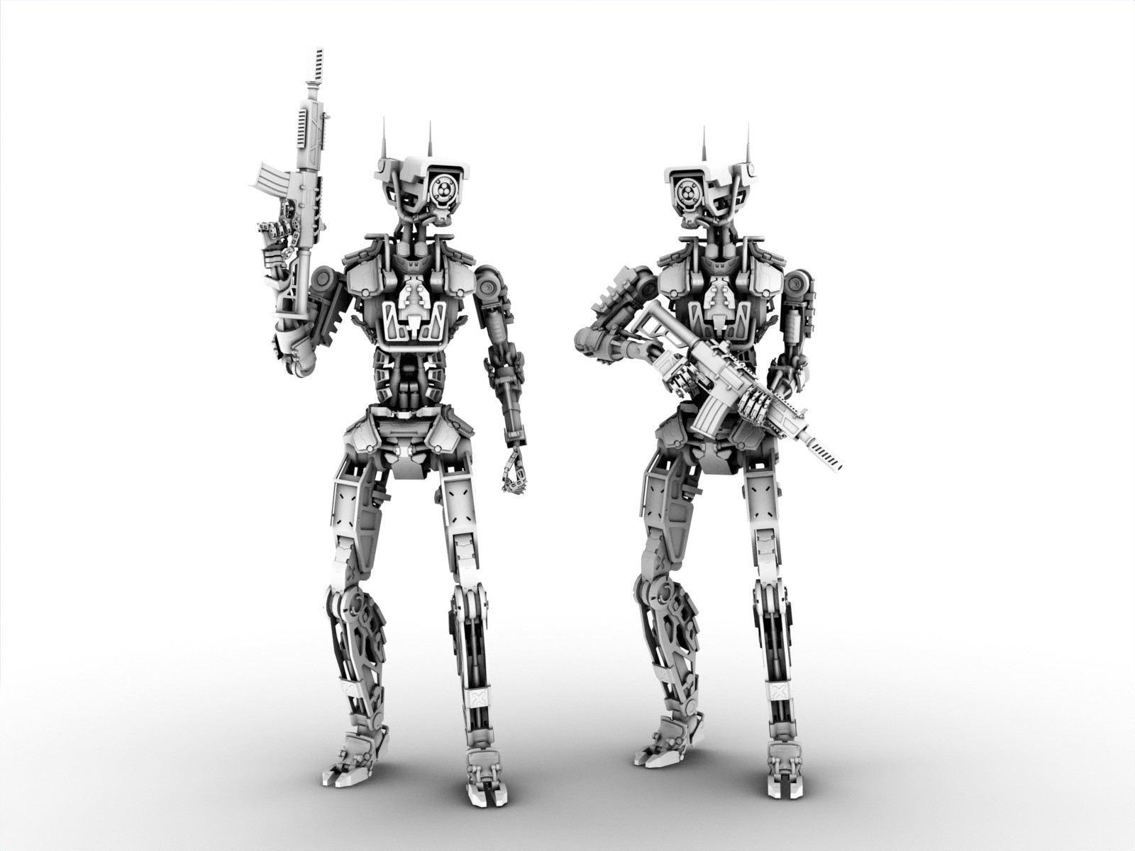 Armored scifi robot character Low-poly 3D model_26