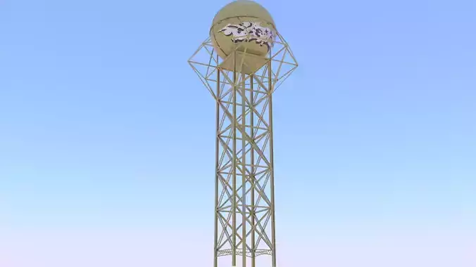 Water tower with graffiti