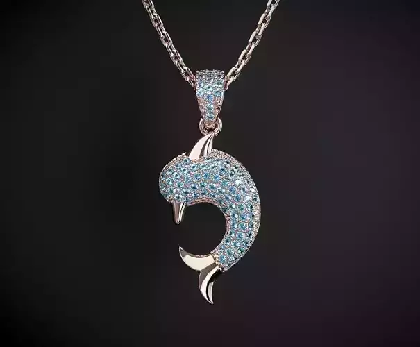 DOLPHIN PENDANT INLAID WITH STONES Printable Model