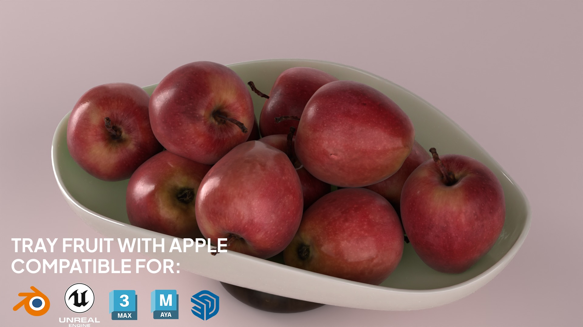 Fruit Tray with Apple 3D model_4