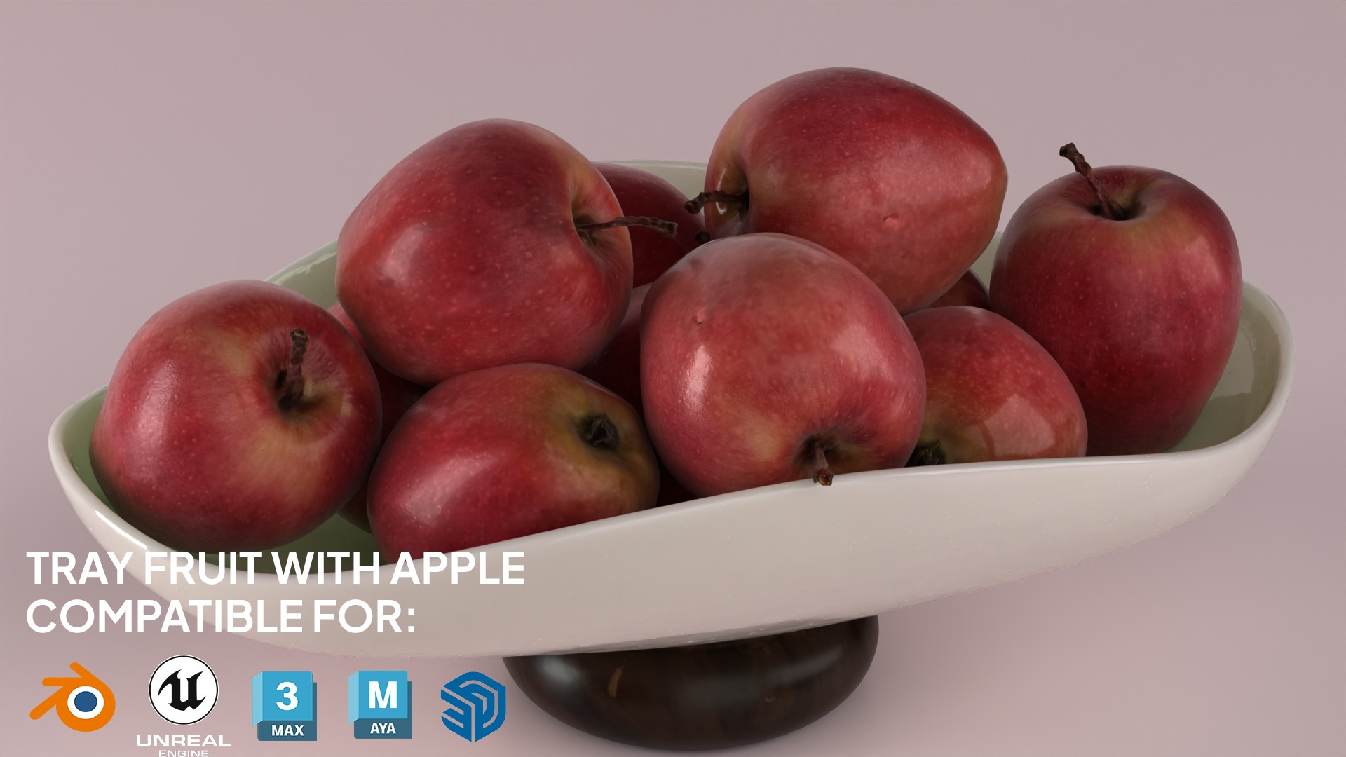 Fruit Tray with Apple 3D model_2