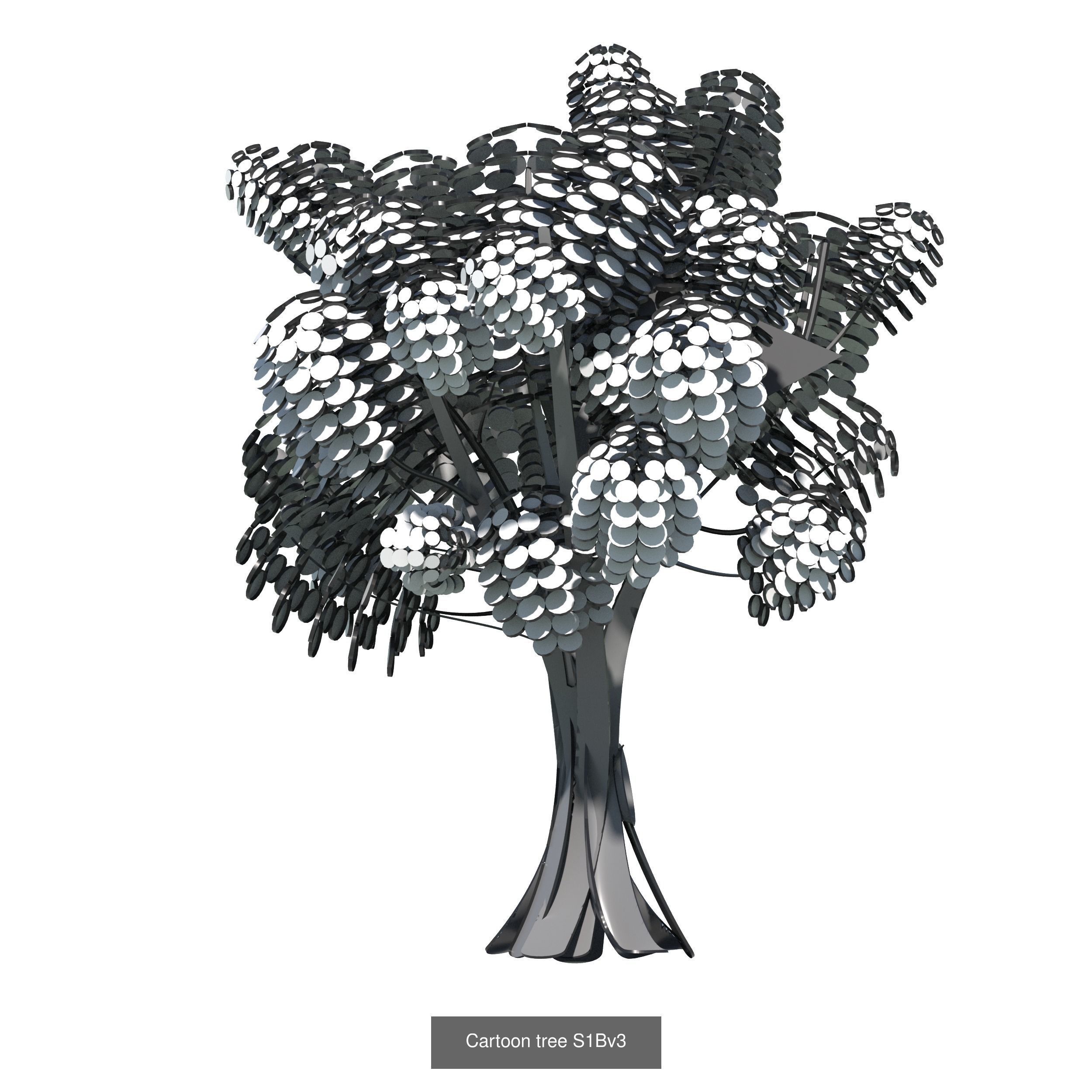 9 stylised representation of a medium sized broad-leafed trees 3D Model Collection_6