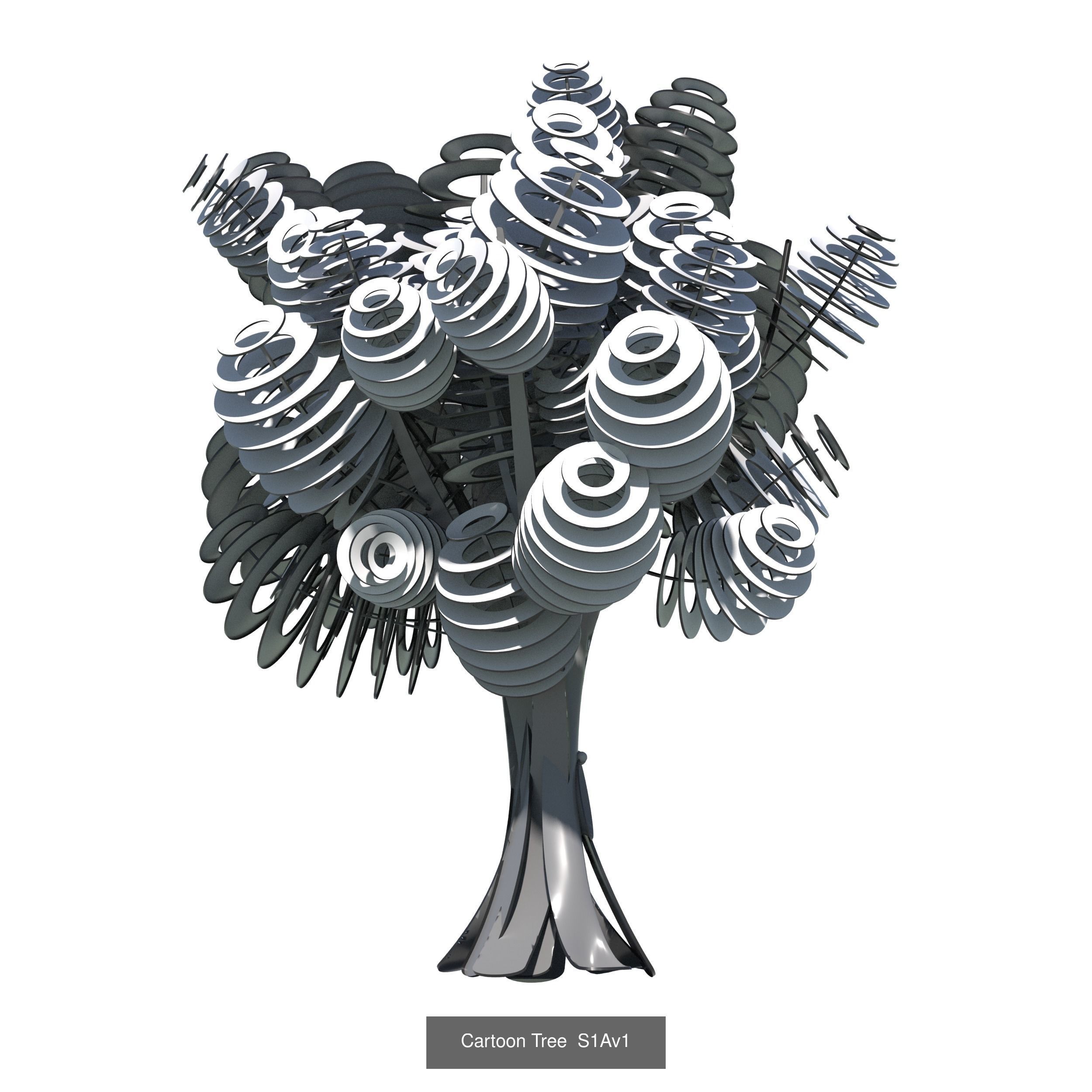 9 stylised representation of a medium sized broad-leafed trees 3D Model Collection_1