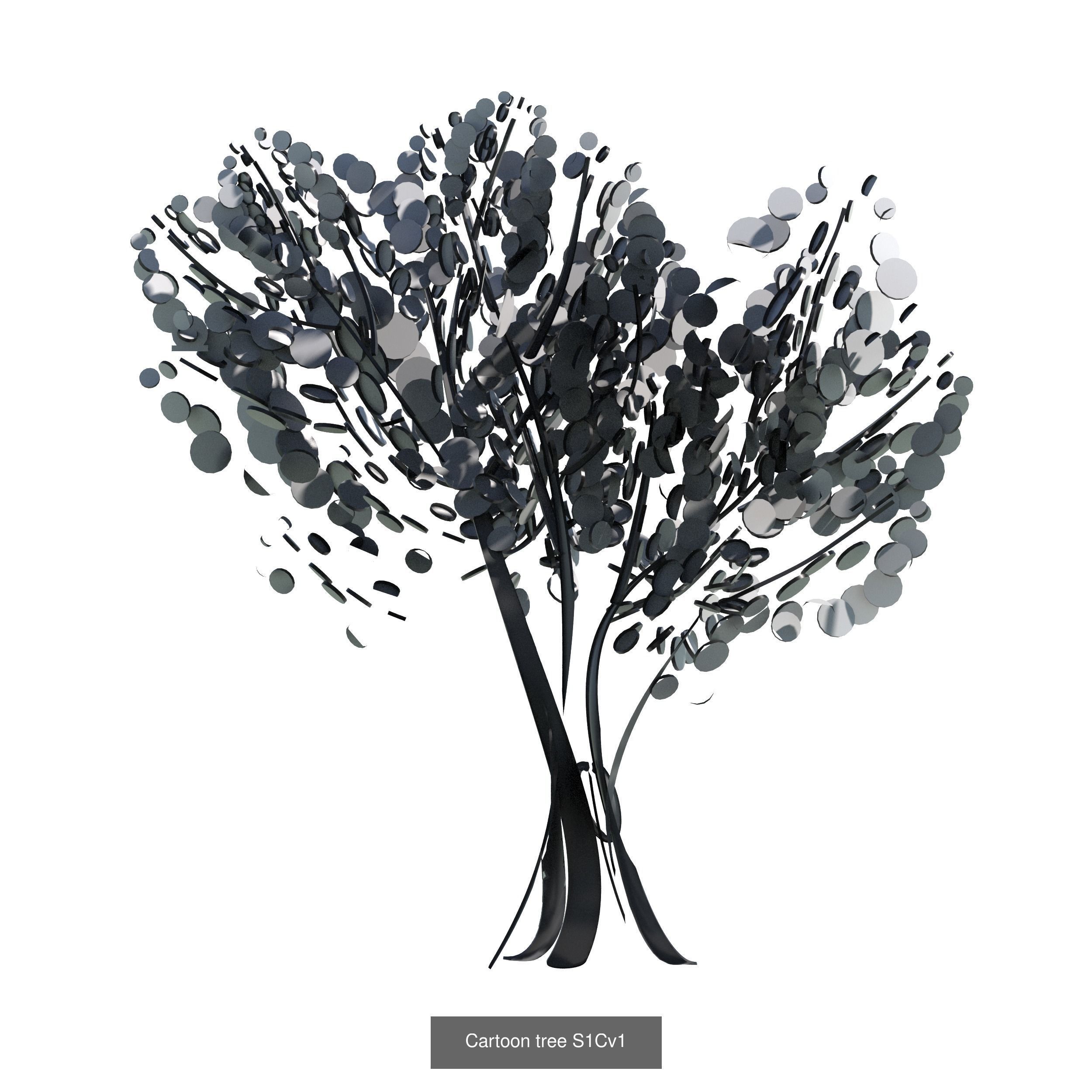 9 stylised representation of a medium sized broad-leafed trees 3D Model Collection_7