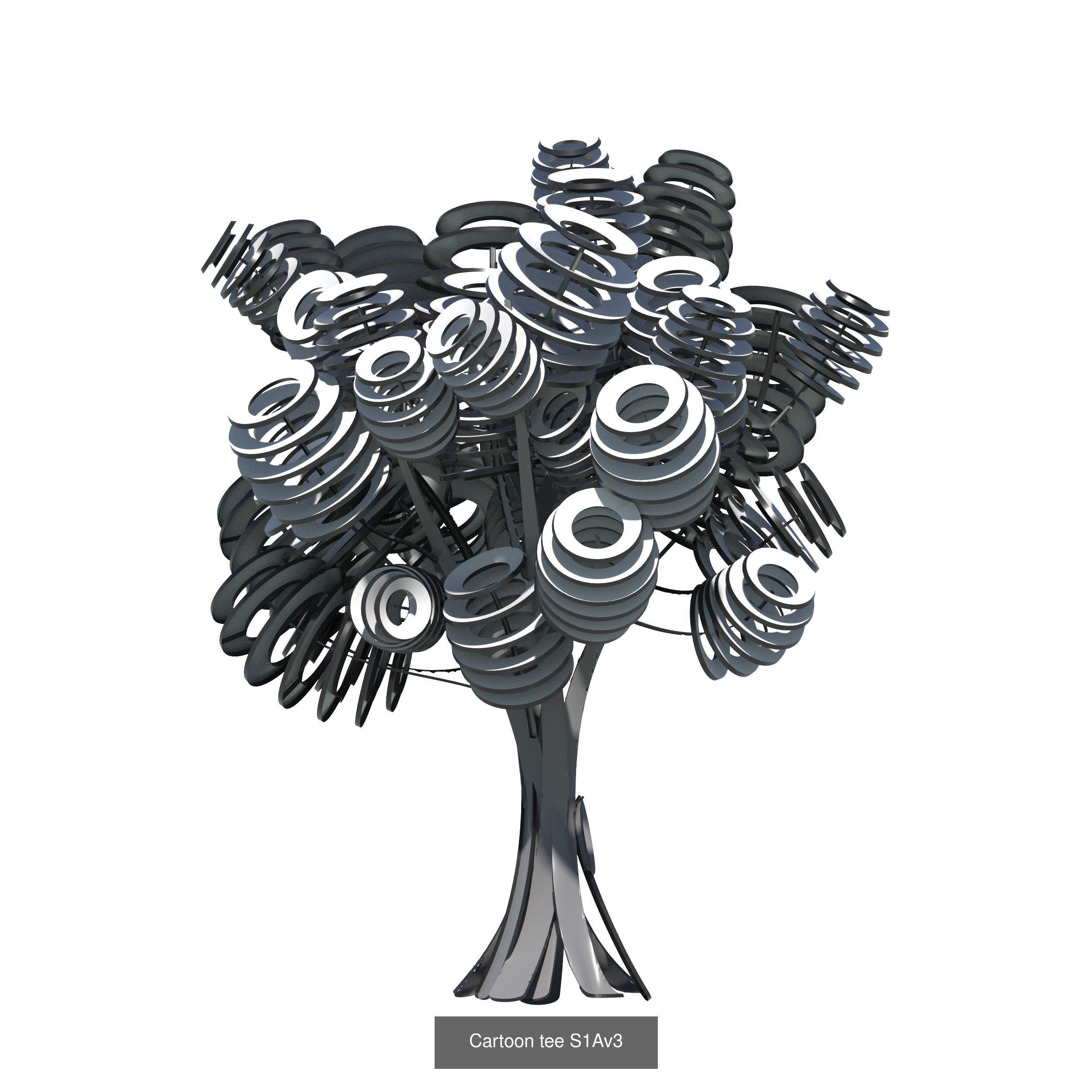 9 stylised representation of a medium sized broad-leafed trees 3D Model Collection_3