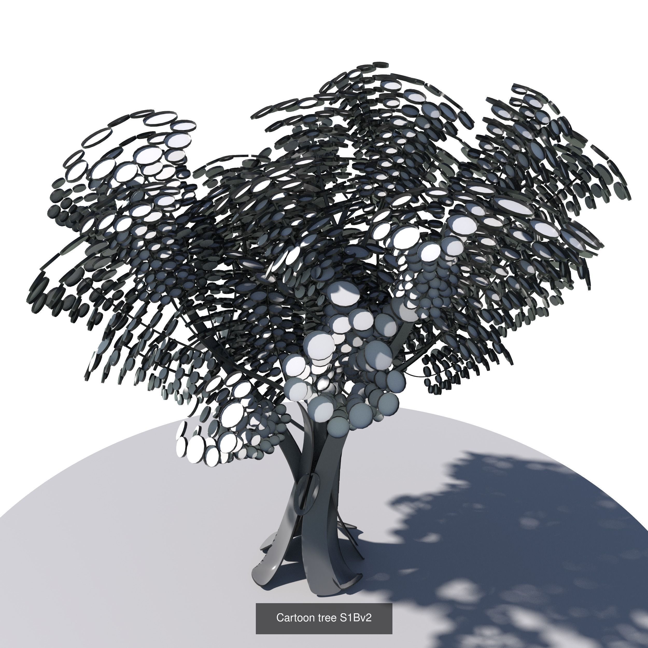 9 stylised representation of a medium sized broad-leafed trees 3D Model Collection_5