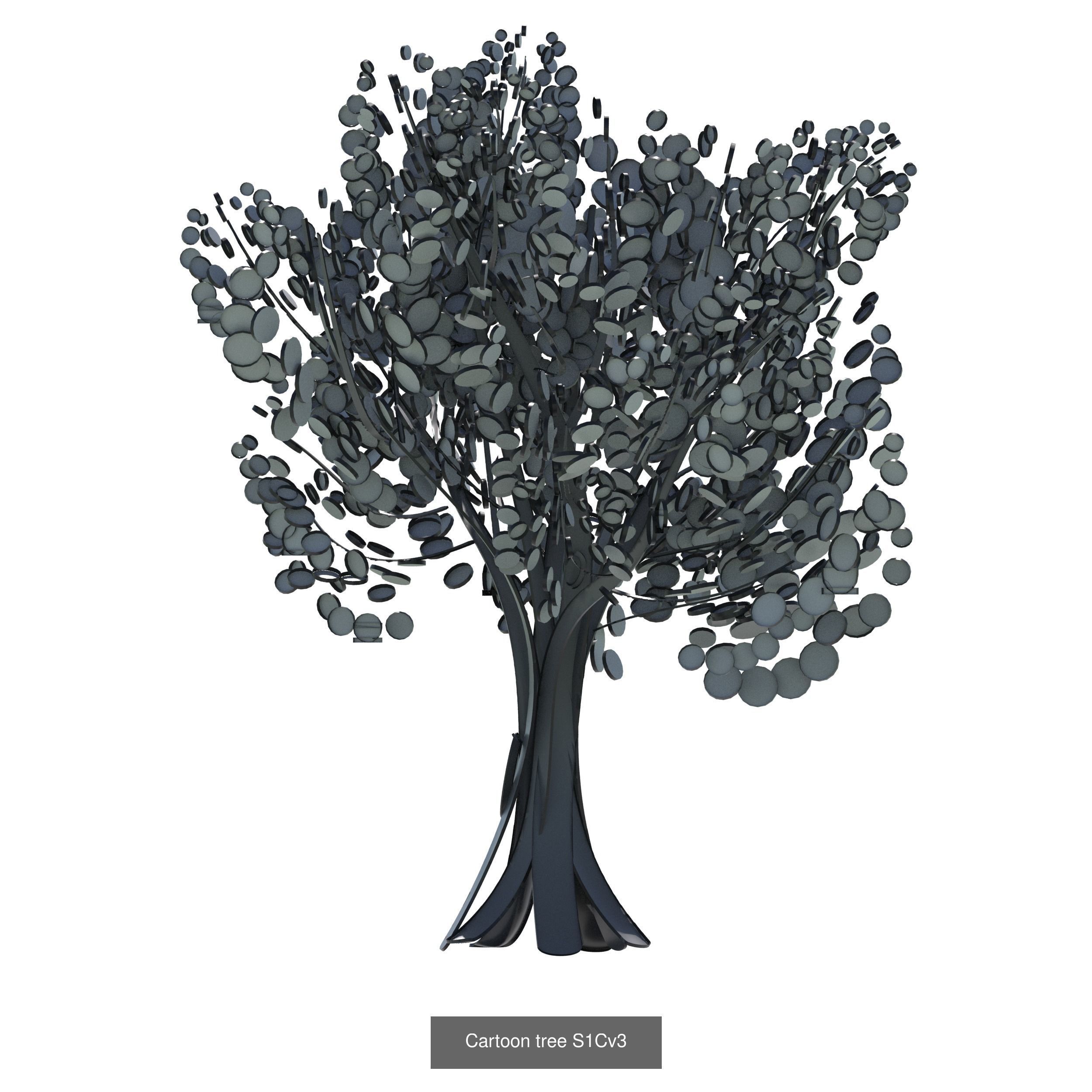 9 stylised representation of a medium sized broad-leafed trees 3D Model Collection_9