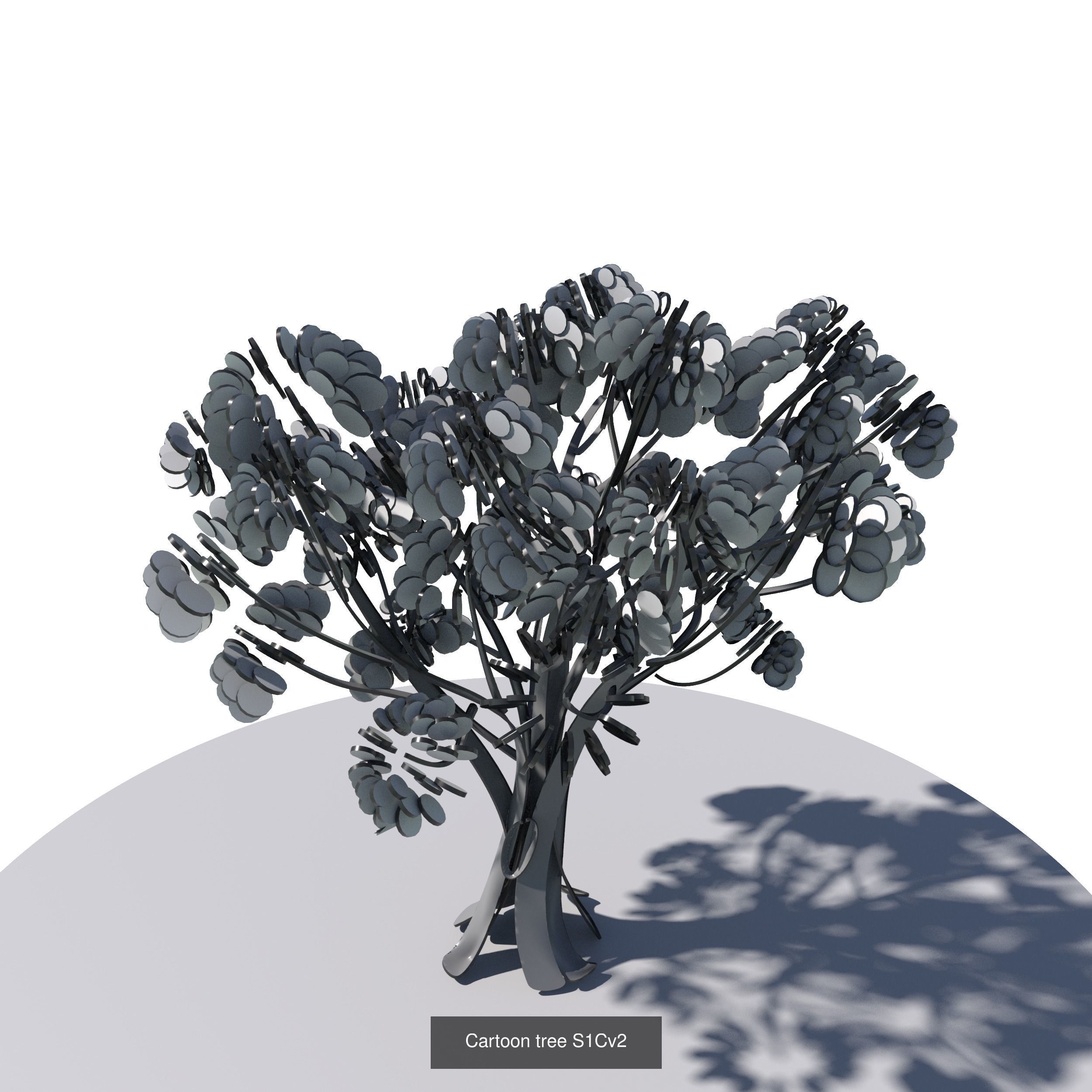 9 stylised representation of a medium sized broad-leafed trees 3D Model Collection_8