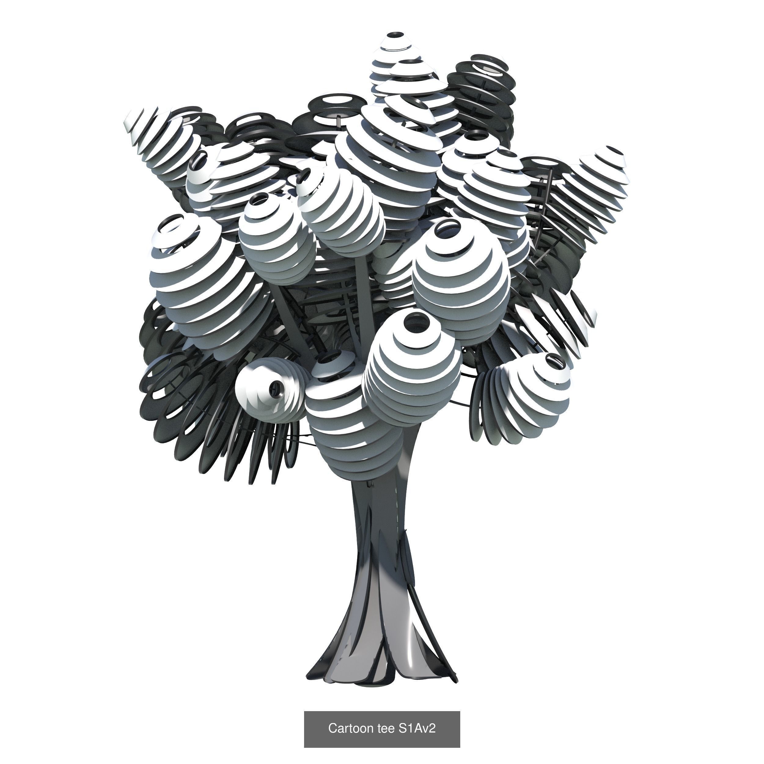 9 stylised representation of a medium sized broad-leafed trees 3D Model Collection_2
