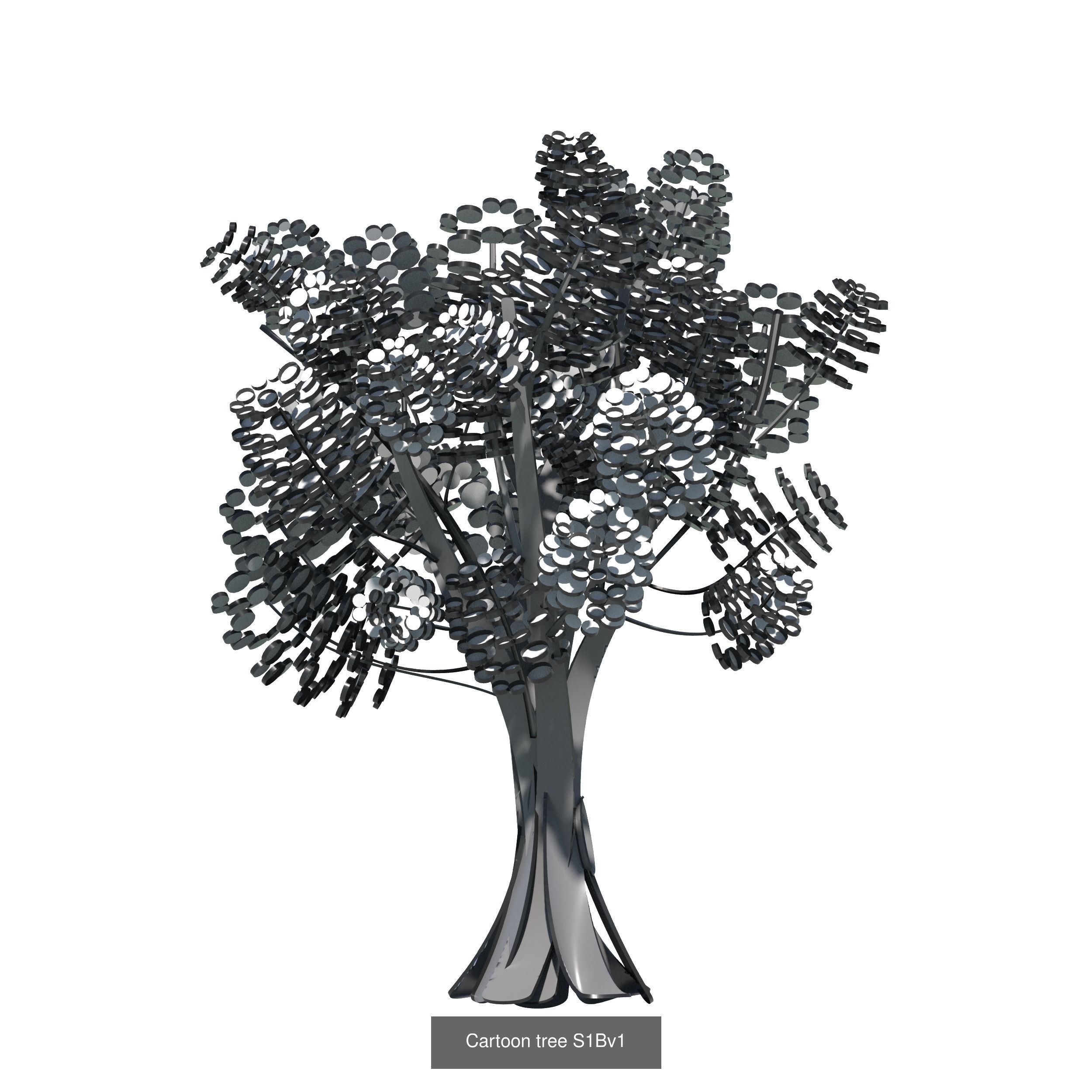9 stylised representation of a medium sized broad-leafed trees 3D Model Collection_4