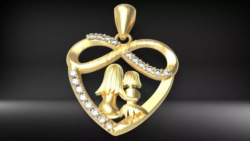 mother and child Daughter Pendant 3D print model