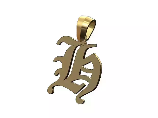 H gothic old english initial pendant charm bail