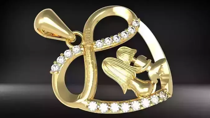 mother and child Daughter Pendant Necklace Charm Jewelry