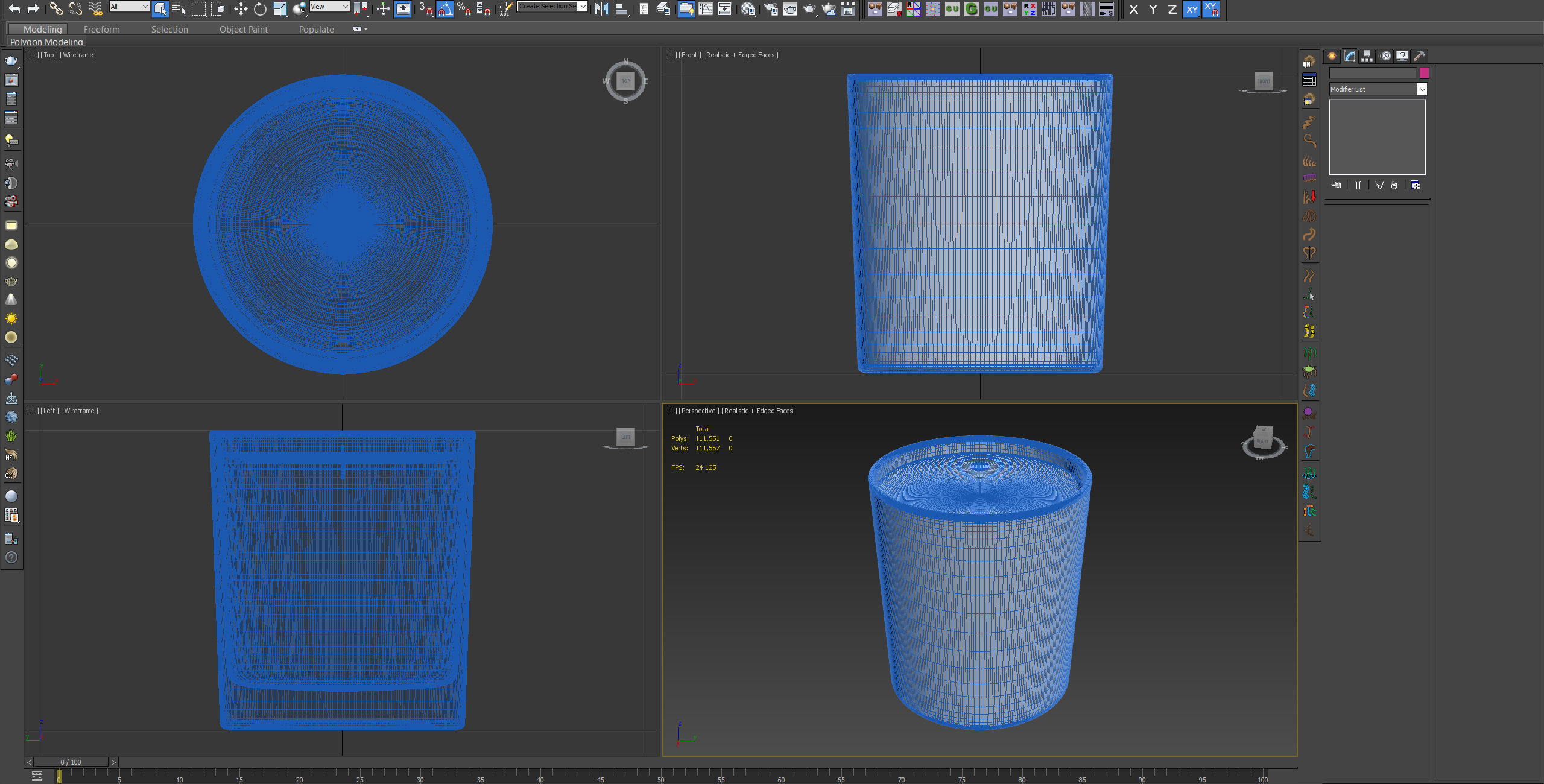 Glass Candle Holder with Wax and Wick -- built to scale 3D model_4