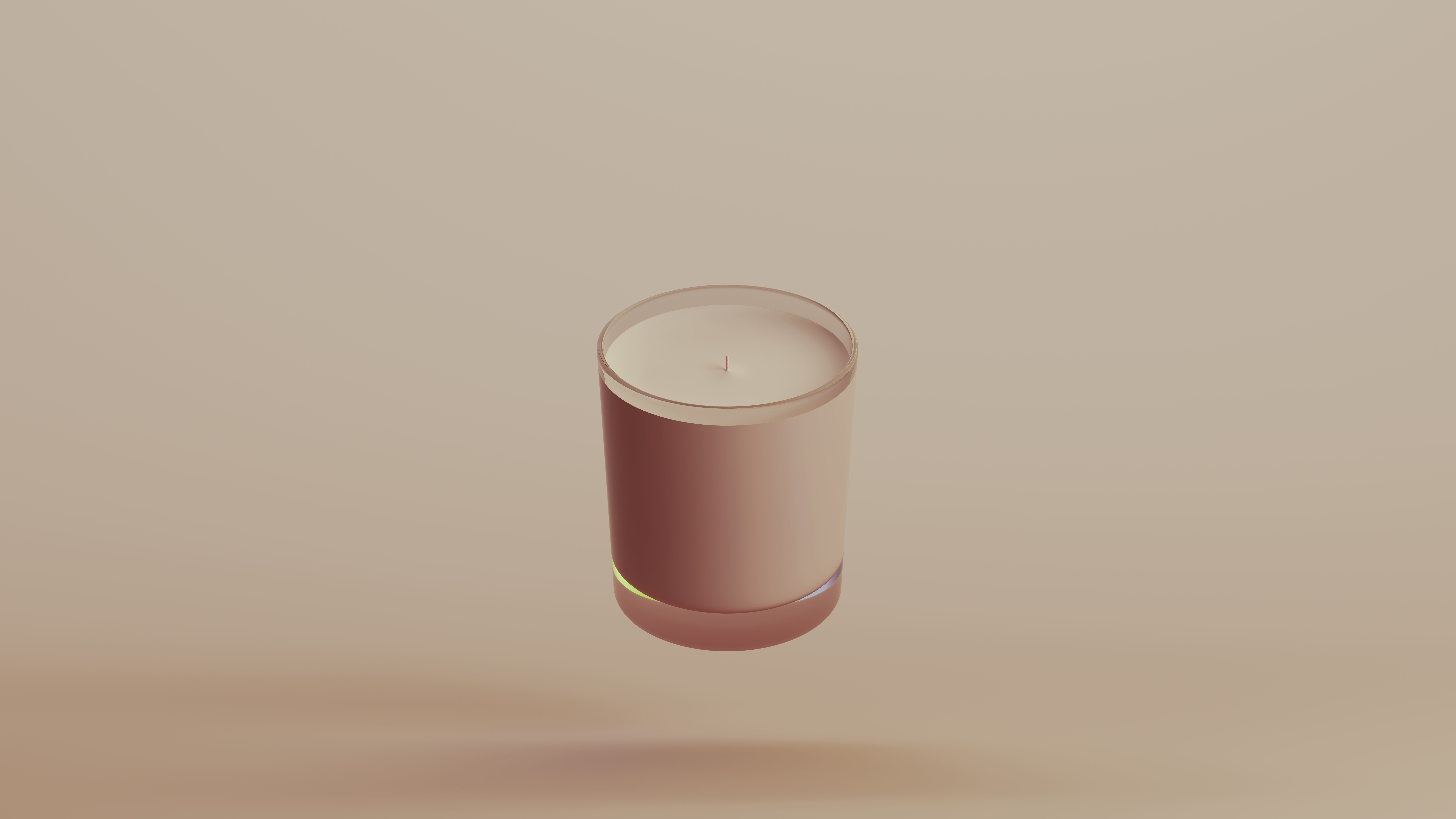 Glass Candle Holder with Wax and Wick -- built to scale 3D model_2