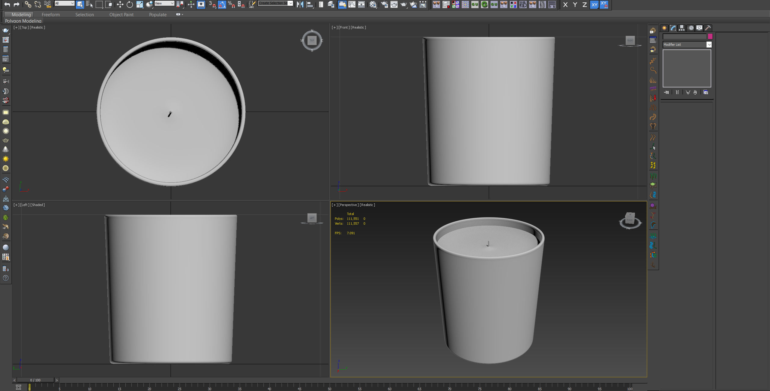 Glass Candle Holder with Wax and Wick -- built to scale 3D model_3