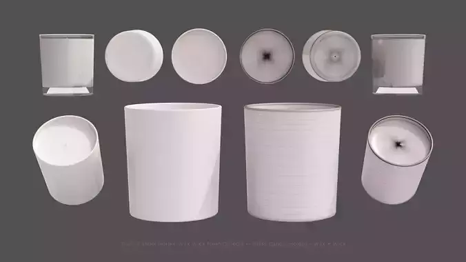 Glass Candle Holder with Wax and Wick -- built to scale