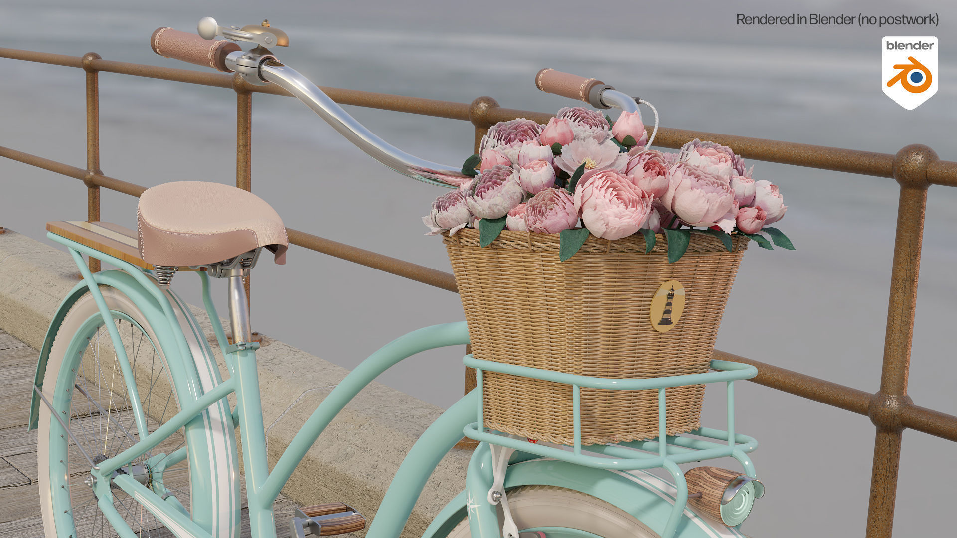 Womens Beach Cruiser Bicycle 3D model_6