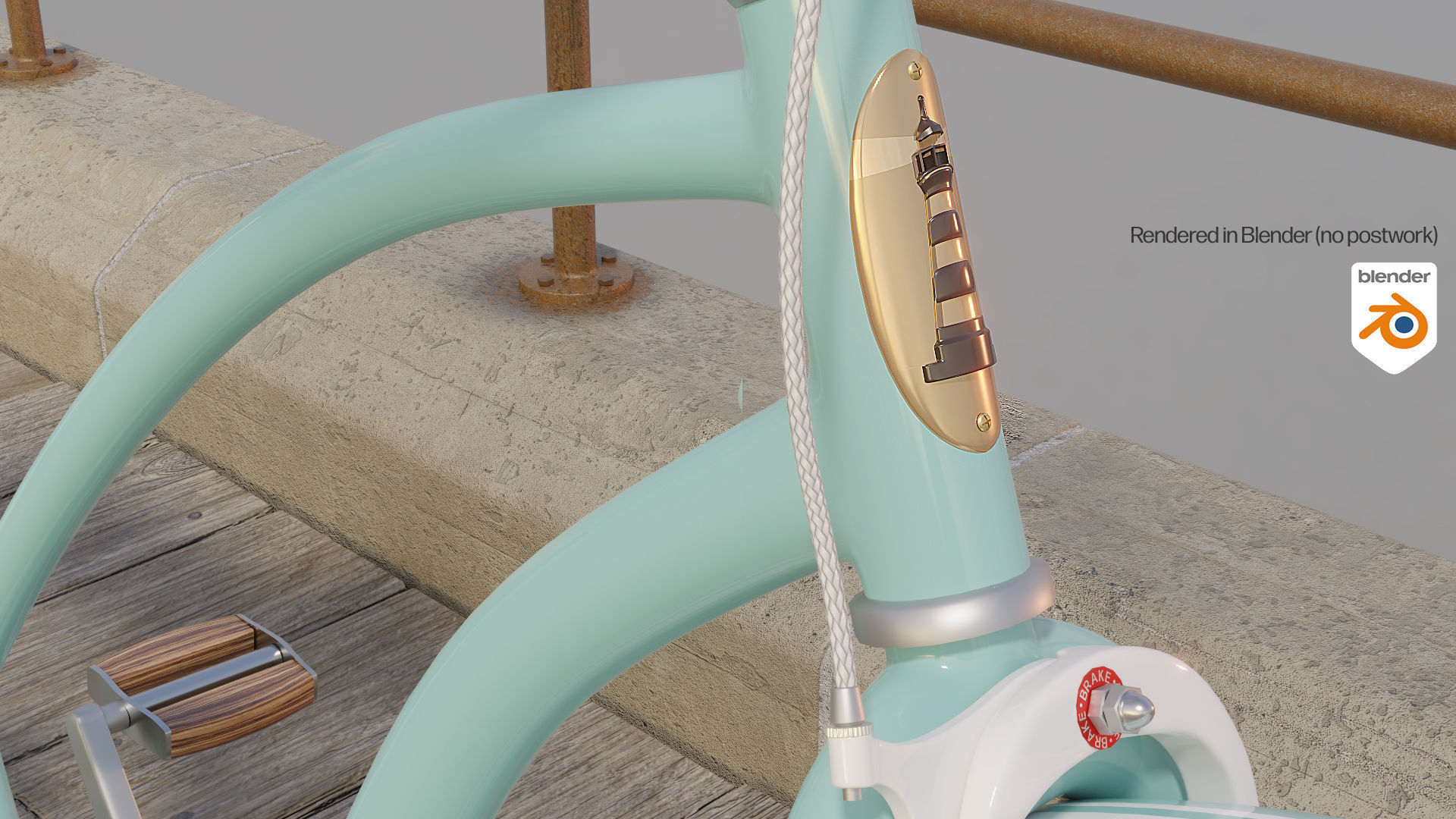 Womens Beach Cruiser Bicycle 3D model_2
