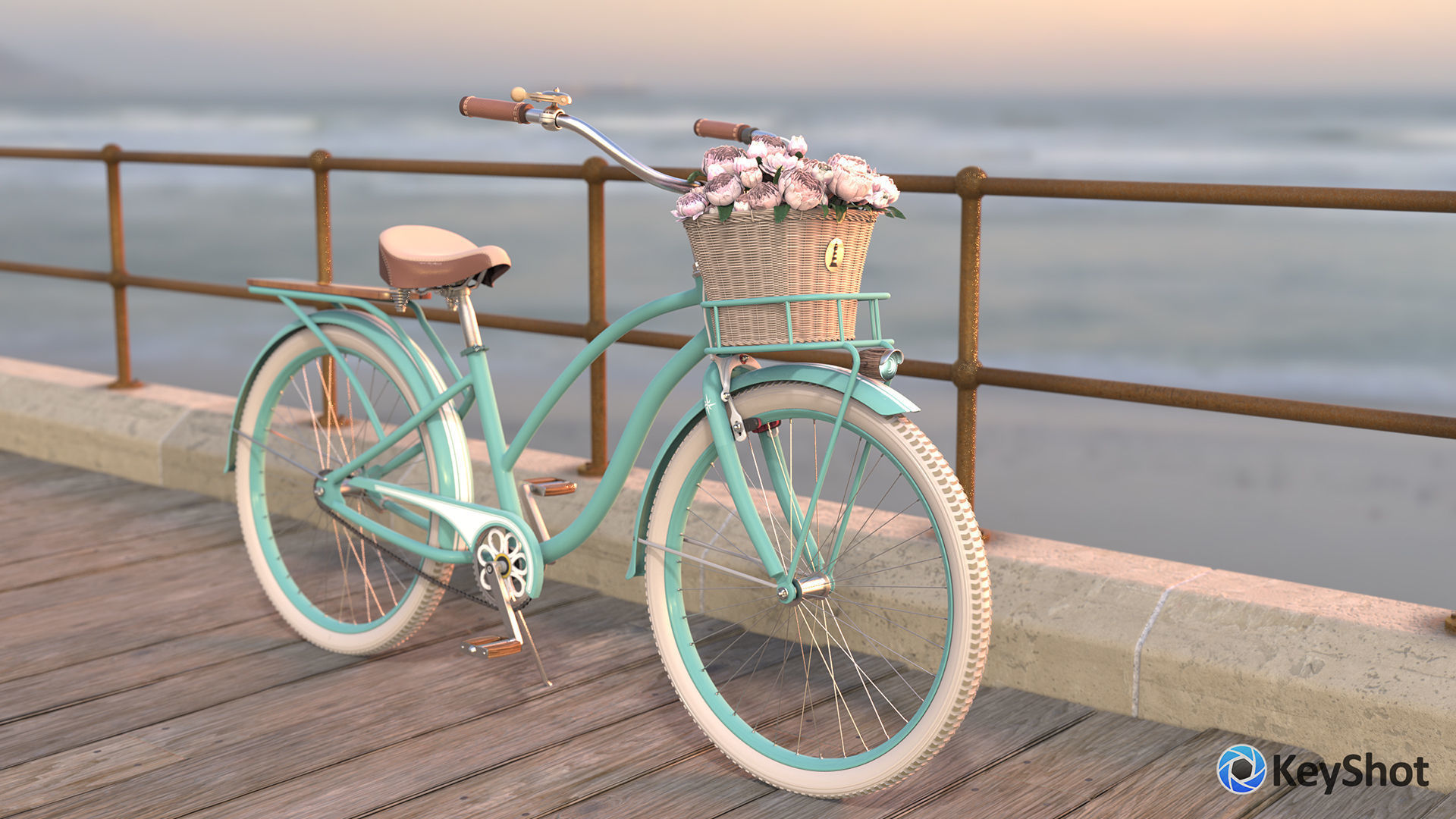 Womens Beach Cruiser Bicycle 3D model_4