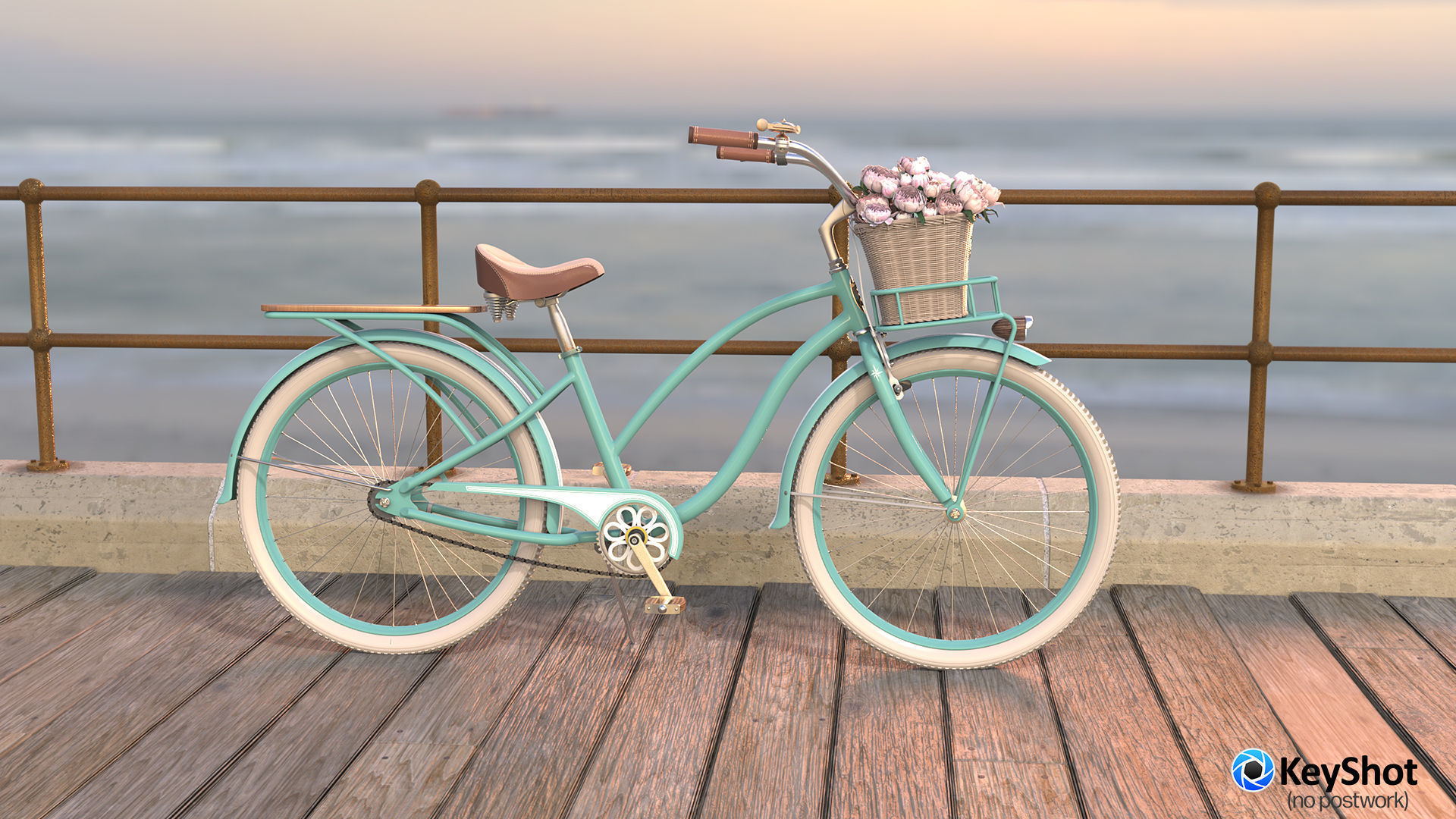 Womens Beach Cruiser Bicycle 3D model_5