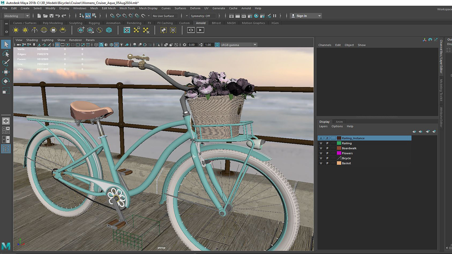 Womens Beach Cruiser Bicycle 3D model_16