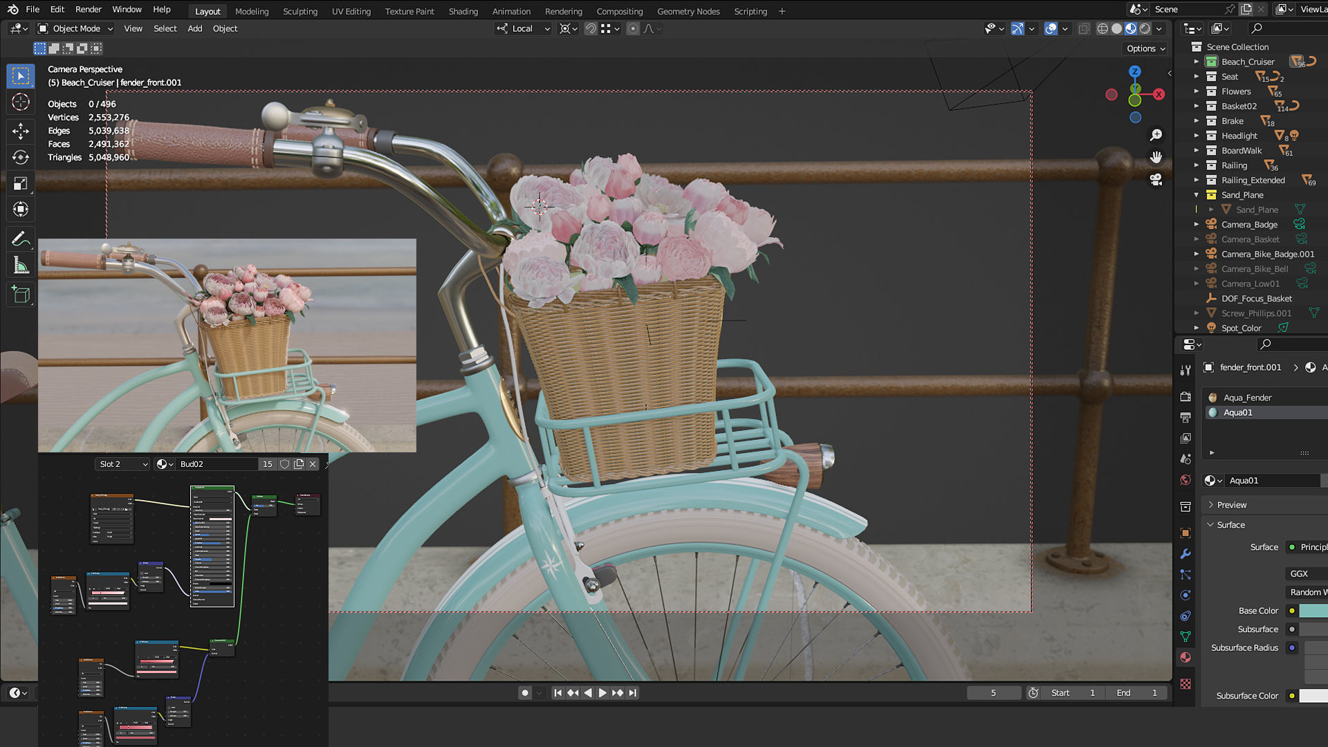 Womens Beach Cruiser Bicycle 3D model_17