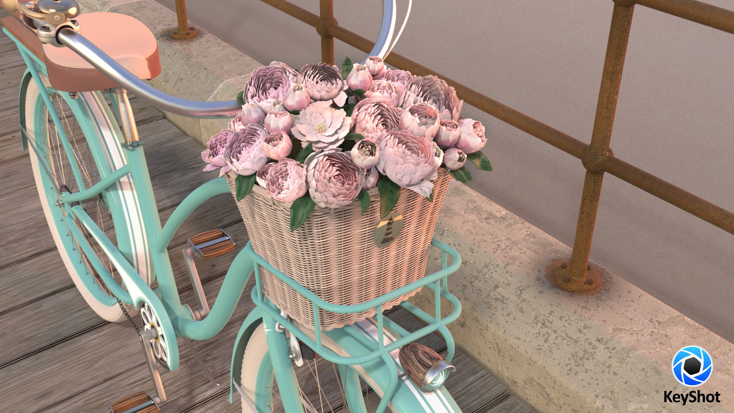 Womens Beach Cruiser Bicycle 3D model_9