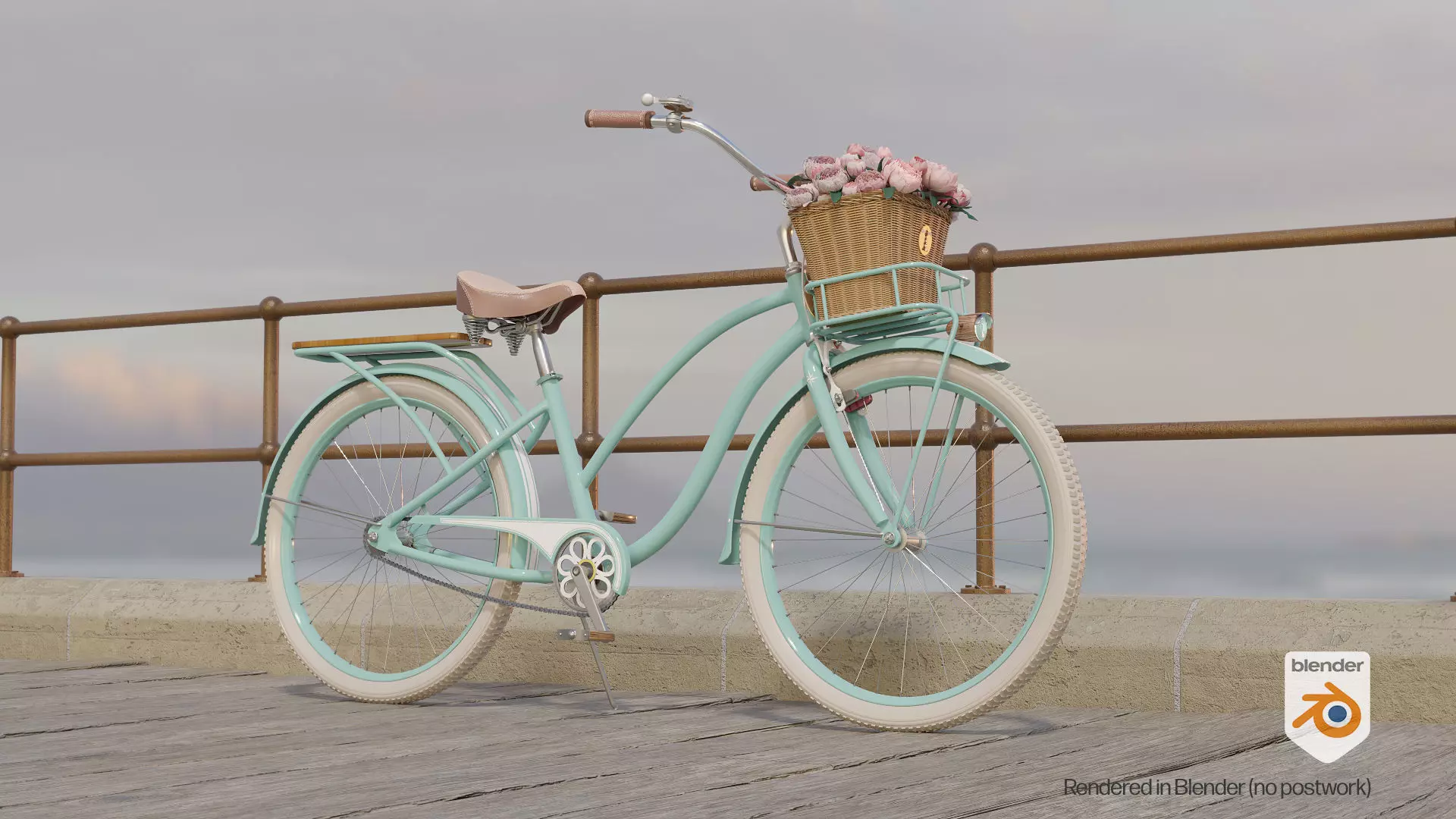 Womens Beach Cruiser Bicycle 3D model_0