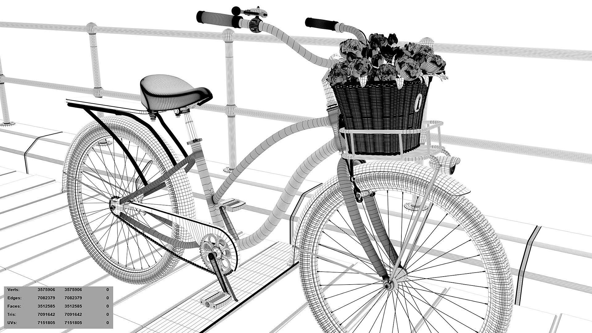 Womens Beach Cruiser Bicycle 3D model_11