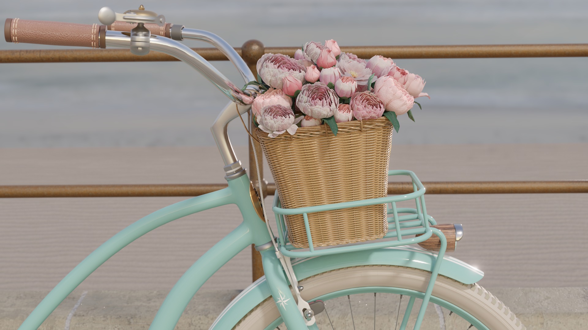 Womens Beach Cruiser Bicycle 3D model_1