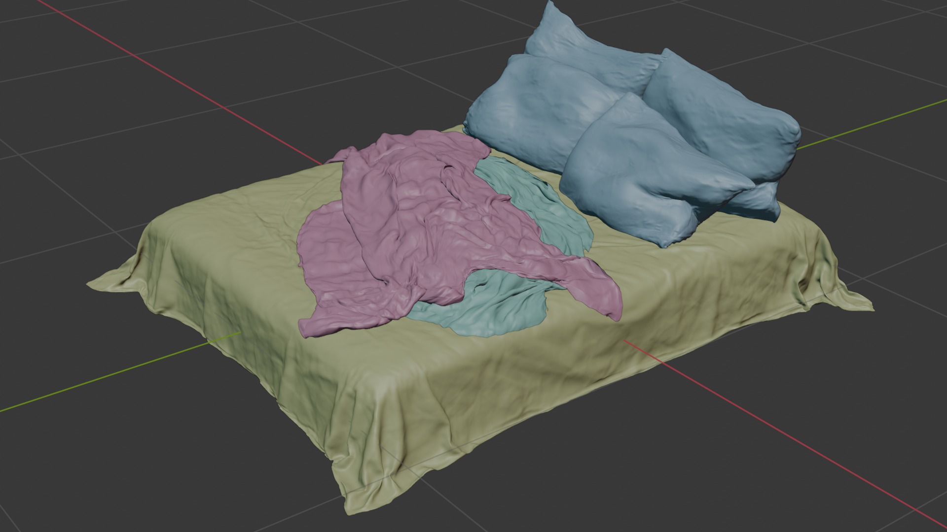 Messy and Cosy Bed Low-poly 3D model_13