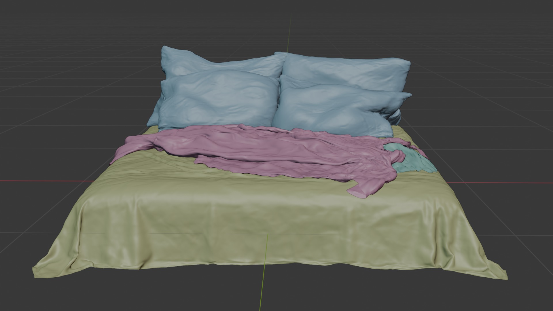 Messy and Cosy Bed Low-poly 3D model_14