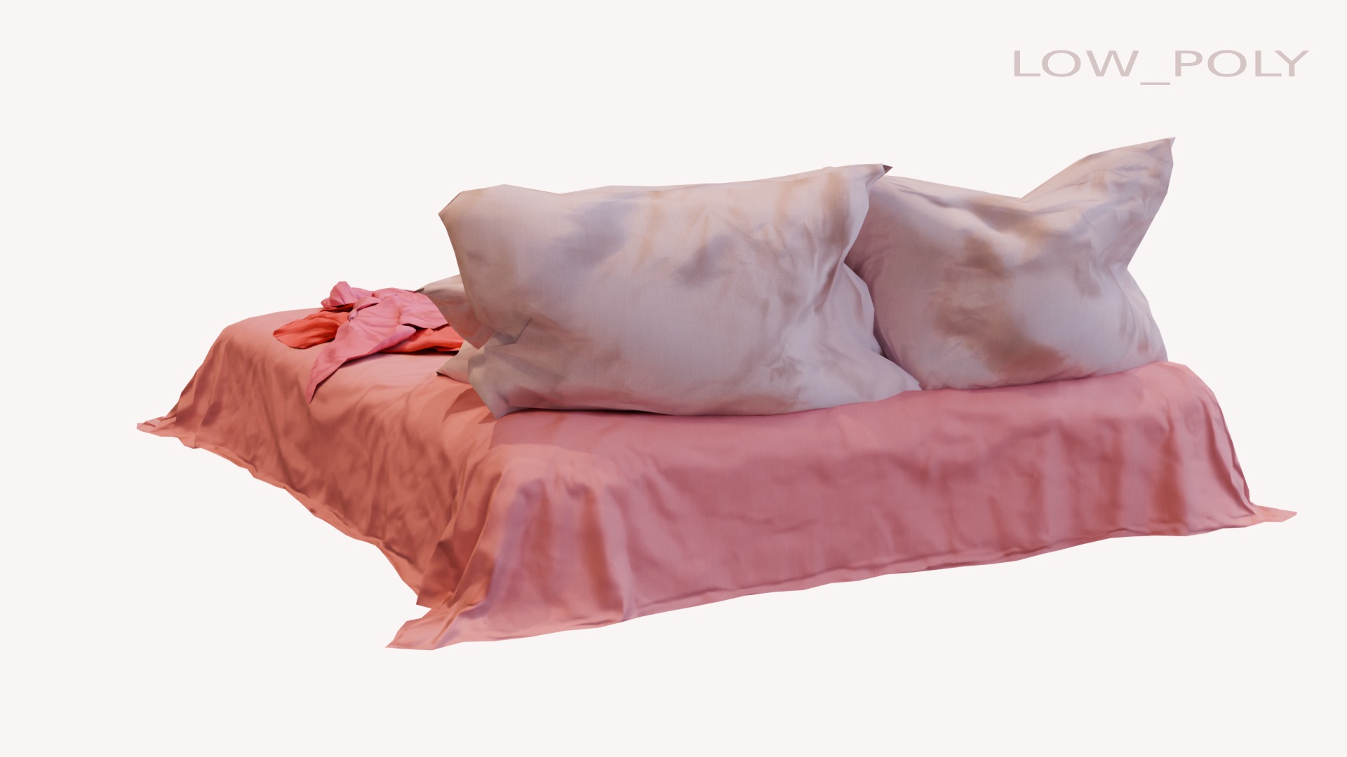 Messy and Cosy Bed Low-poly 3D model_12
