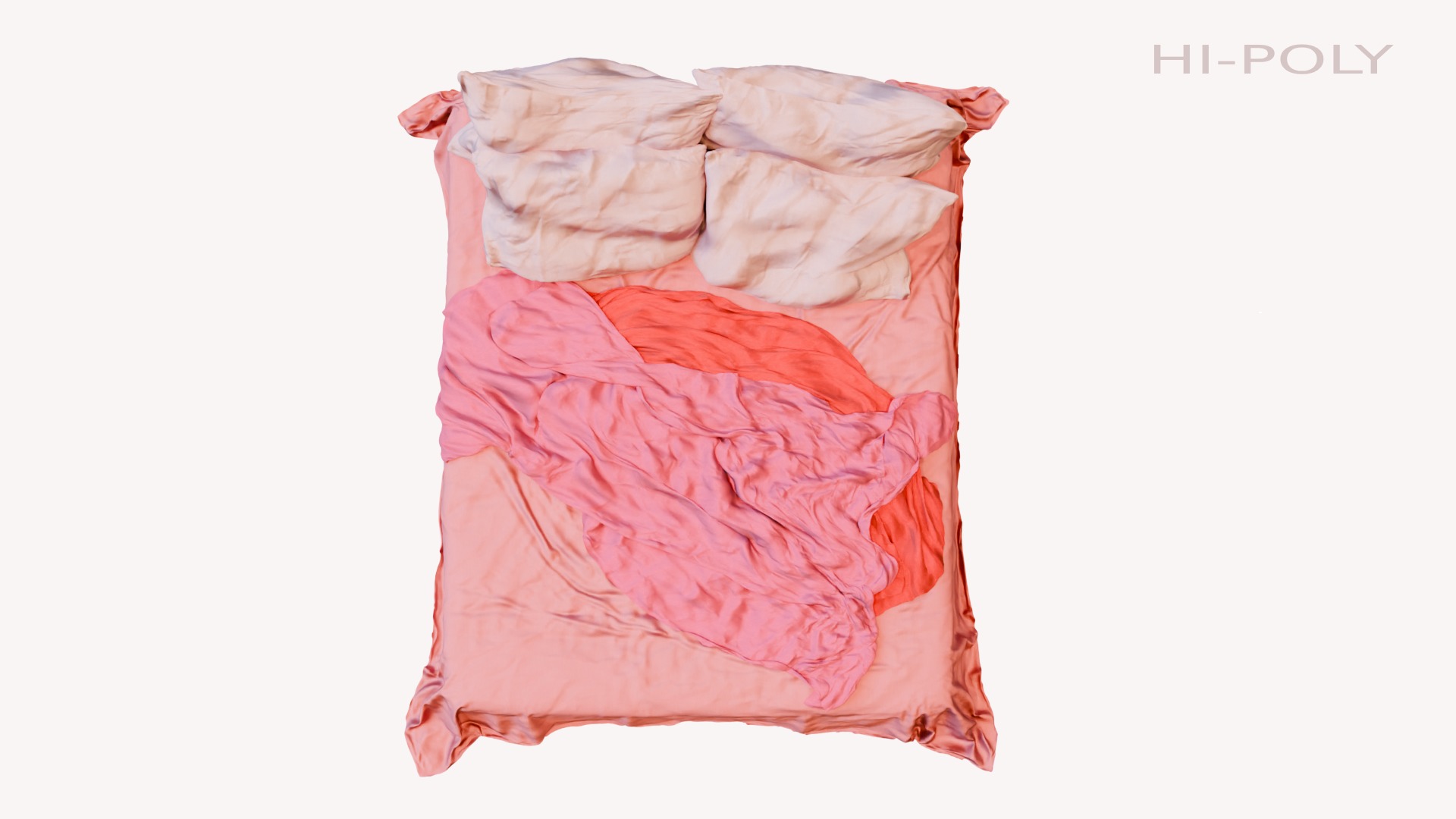 Messy and Cosy Bed Low-poly 3D model_5