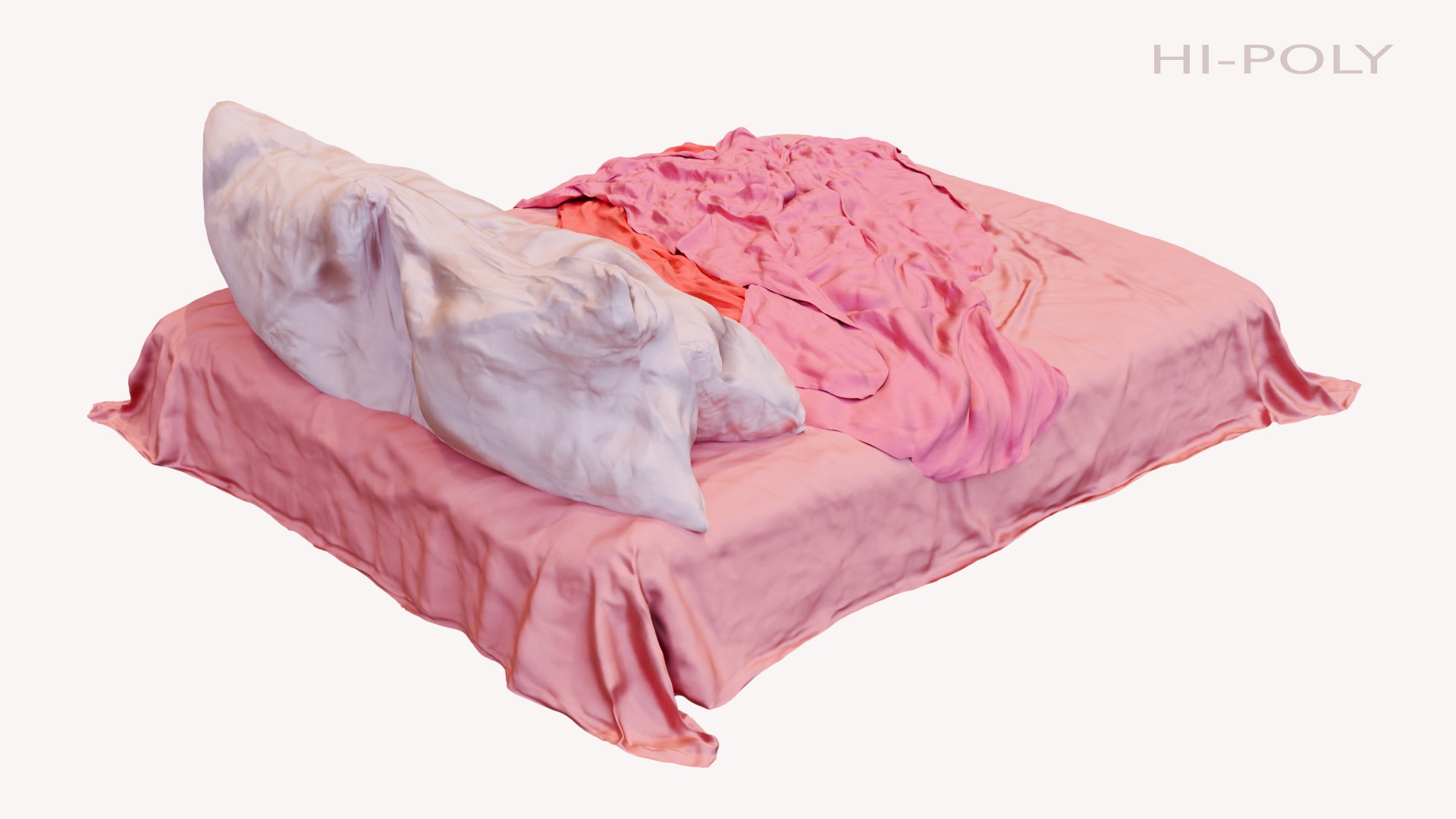Messy and Cosy Bed Low-poly 3D model_6