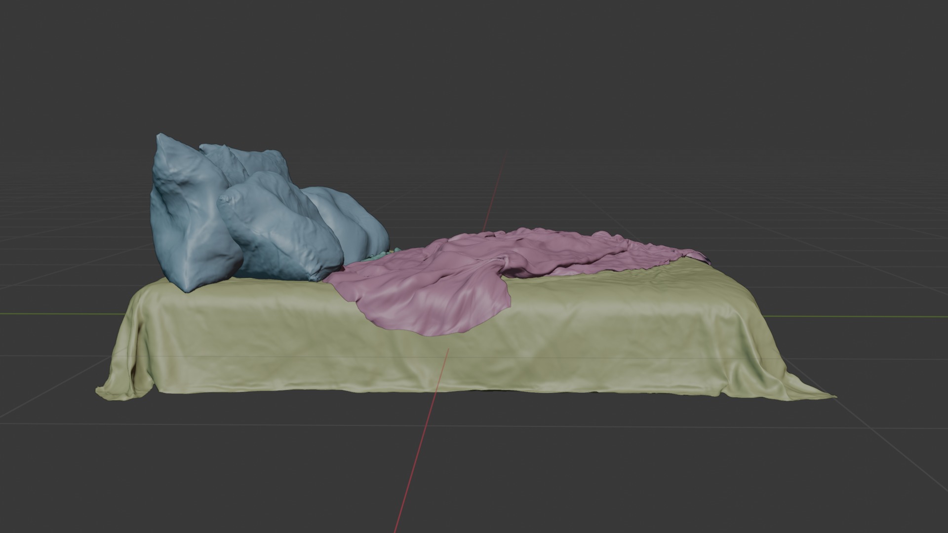 Messy and Cosy Bed Low-poly 3D model_17