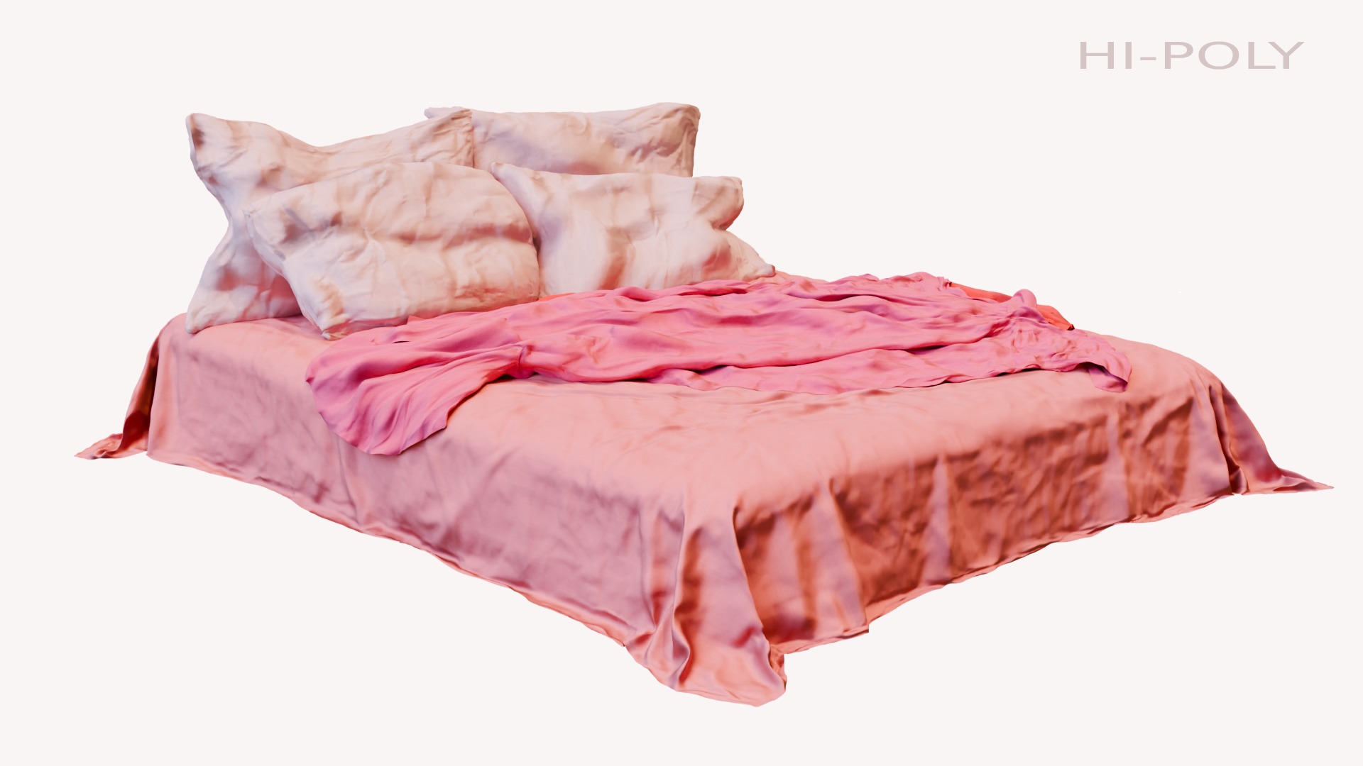 Messy and Cosy Bed Low-poly 3D model_1