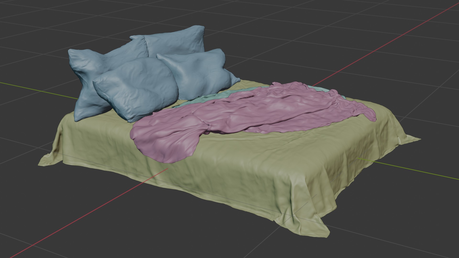 Messy and Cosy Bed Low-poly 3D model_16
