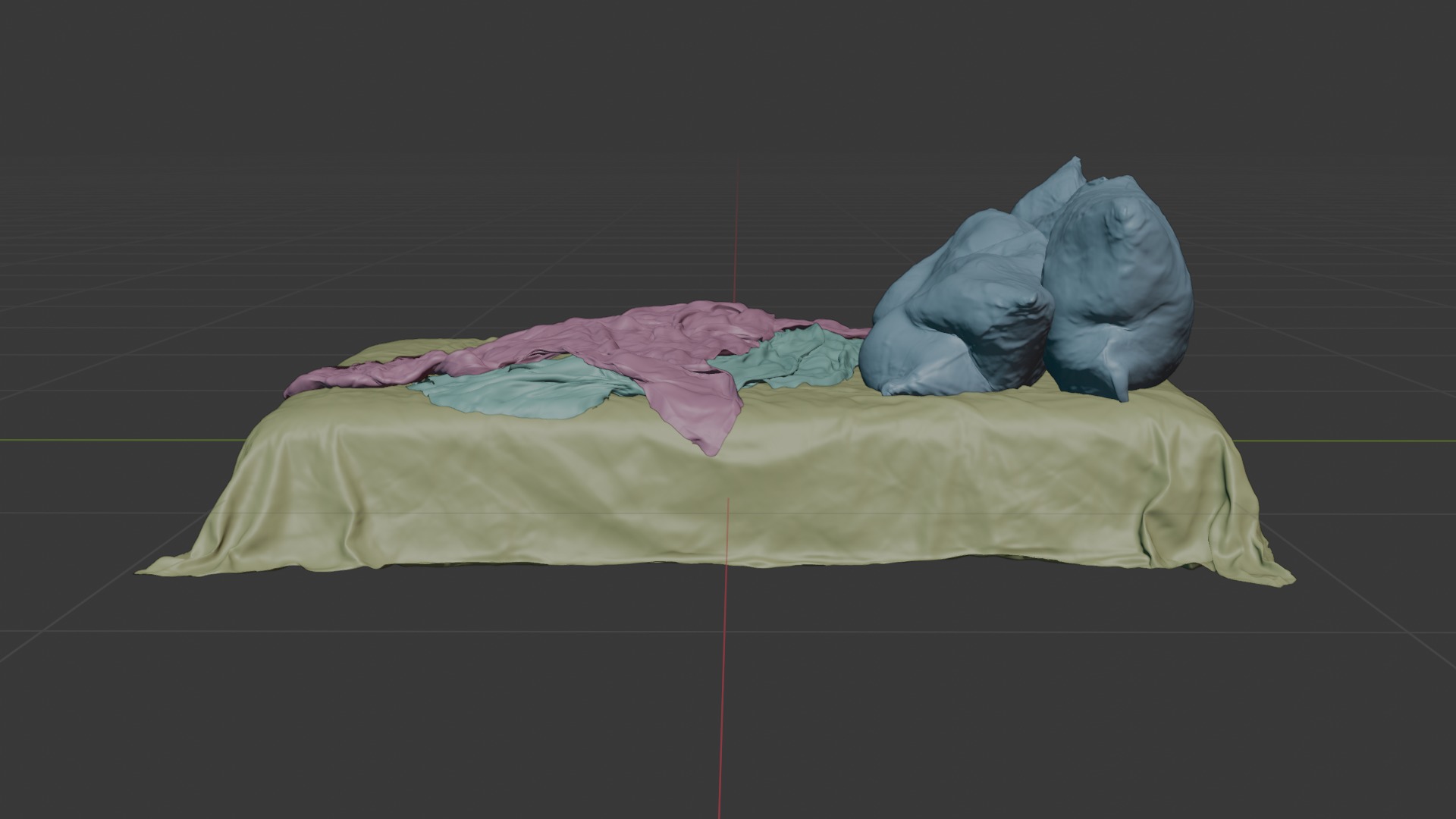 Messy and Cosy Bed Low-poly 3D model_15