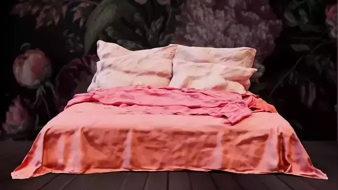 Messy and Cosy Bed Low-poly 3D model