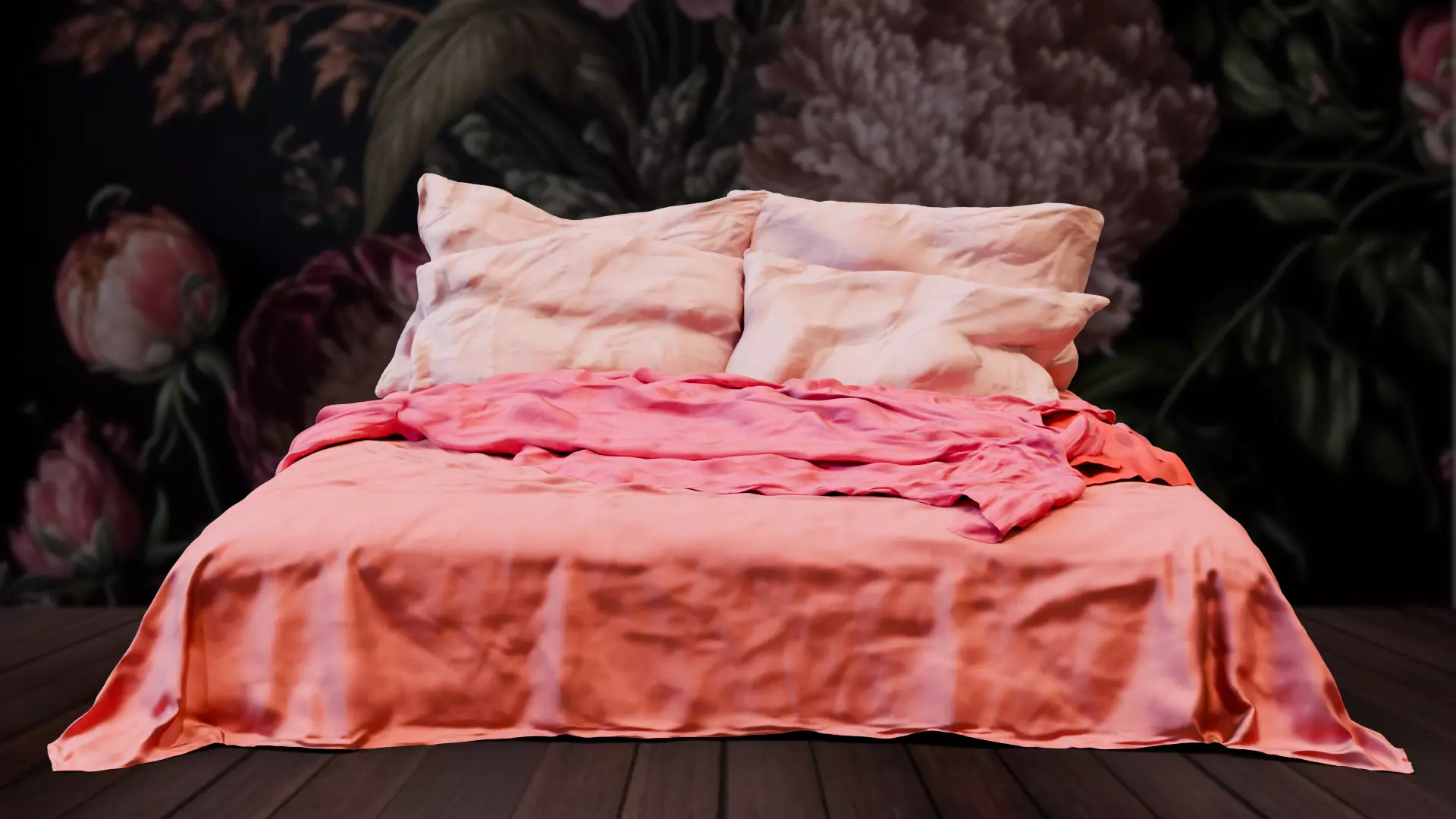 Messy and Cosy Bed Low-poly 3D model_0