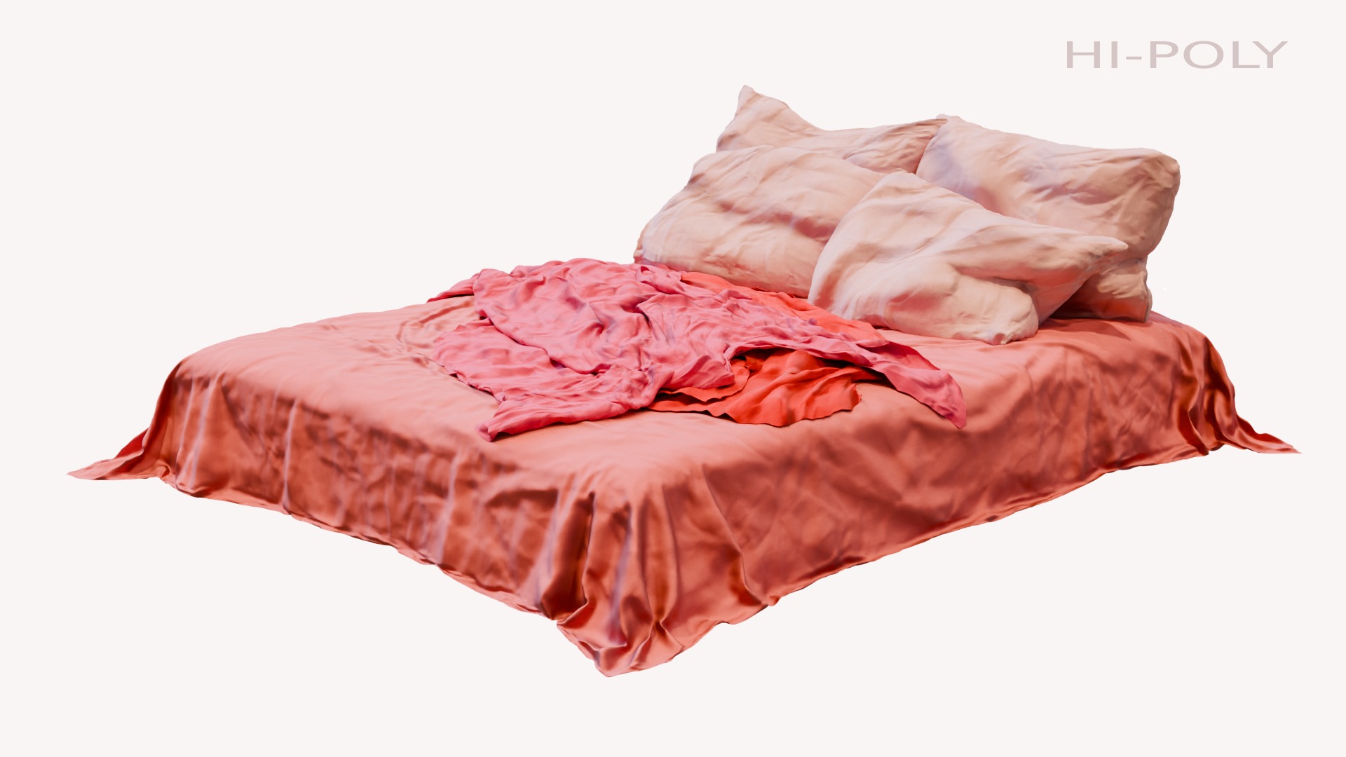 Messy and Cosy Bed Low-poly 3D model_3