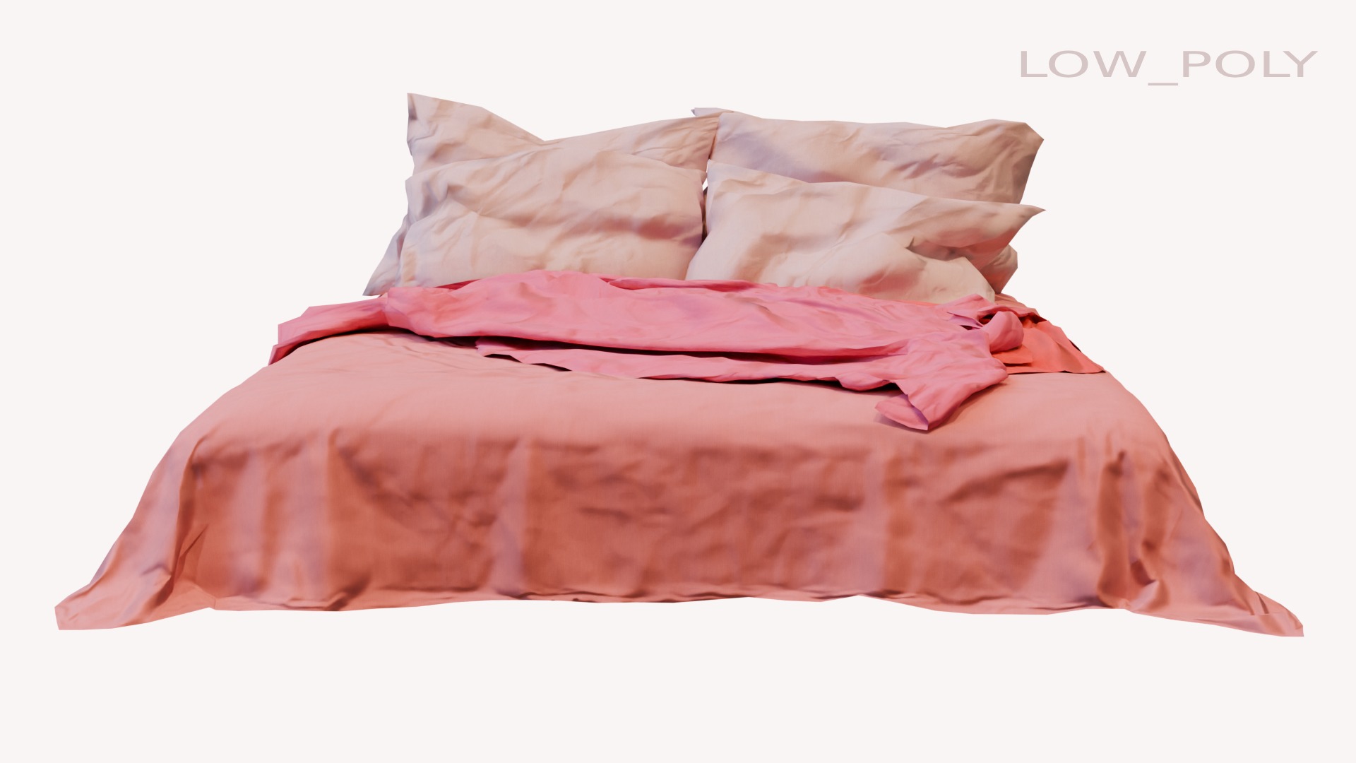 Messy and Cosy Bed Low-poly 3D model_11