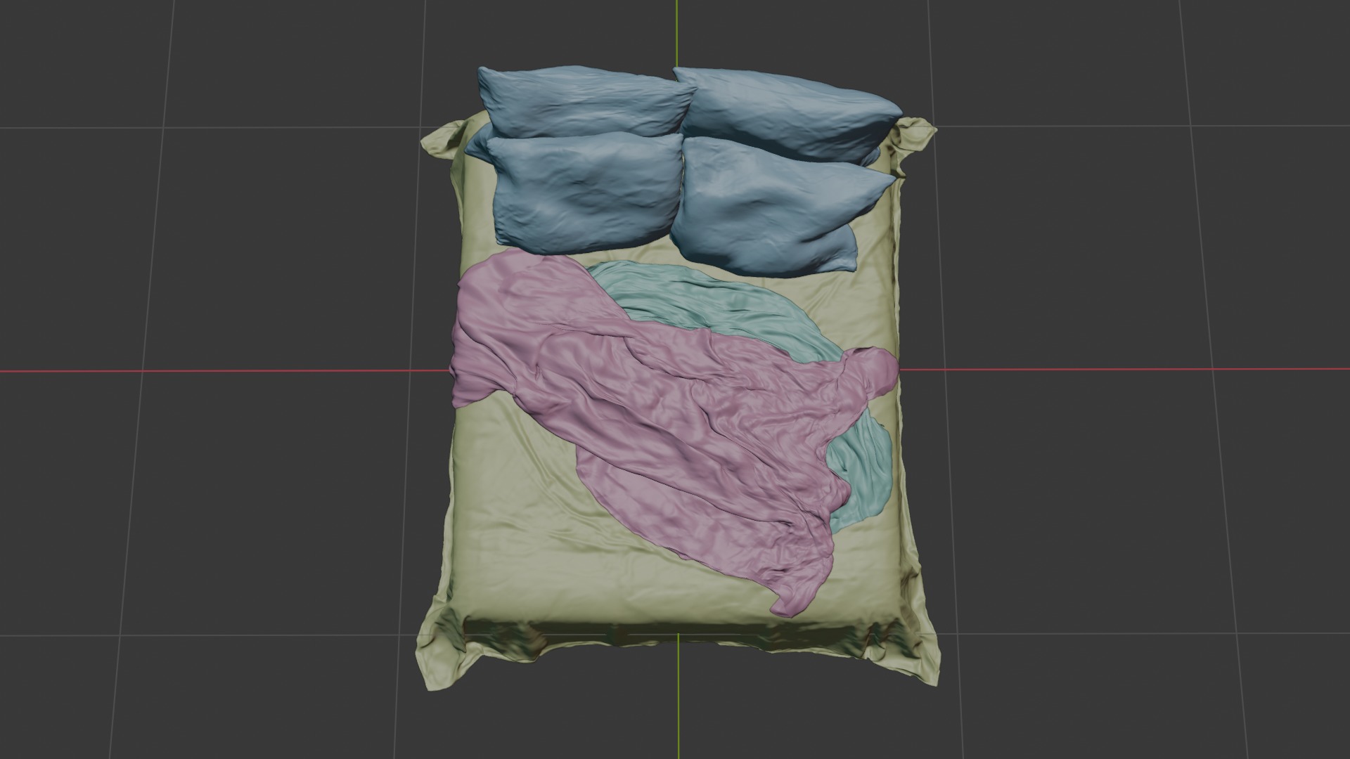 Messy and Cosy Bed Low-poly 3D model_18