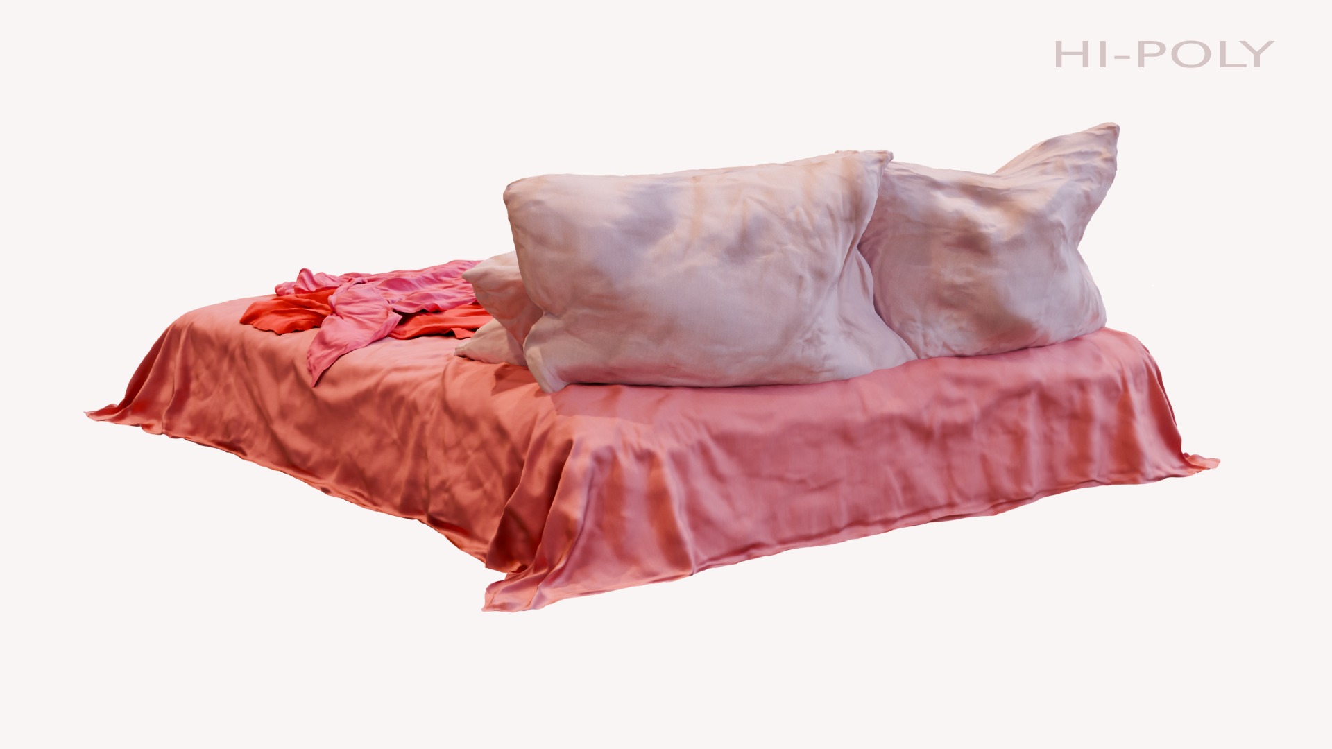 Messy and Cosy Bed Low-poly 3D model_4